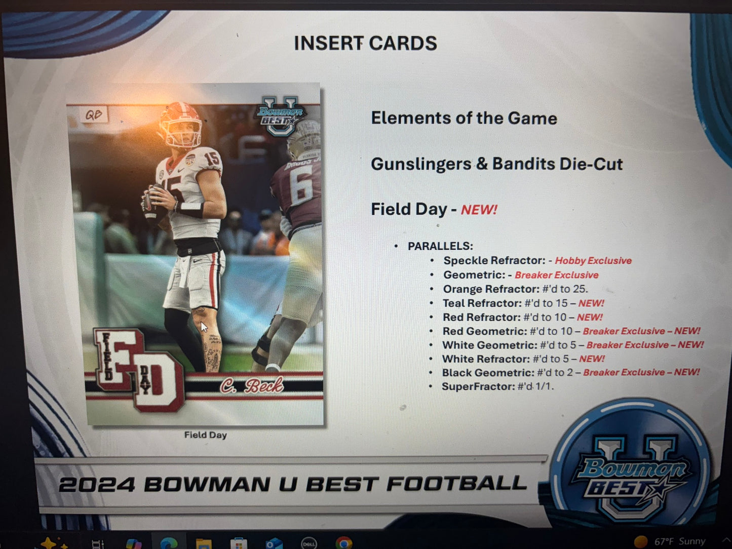 2024 Bowman U Best Football 4 Auto Hobby Box!