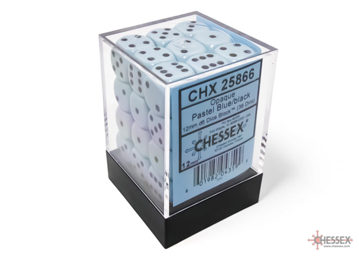 Chessex Opaque 12mm d6 Pastel Blue/black Dice Block(36 dice).