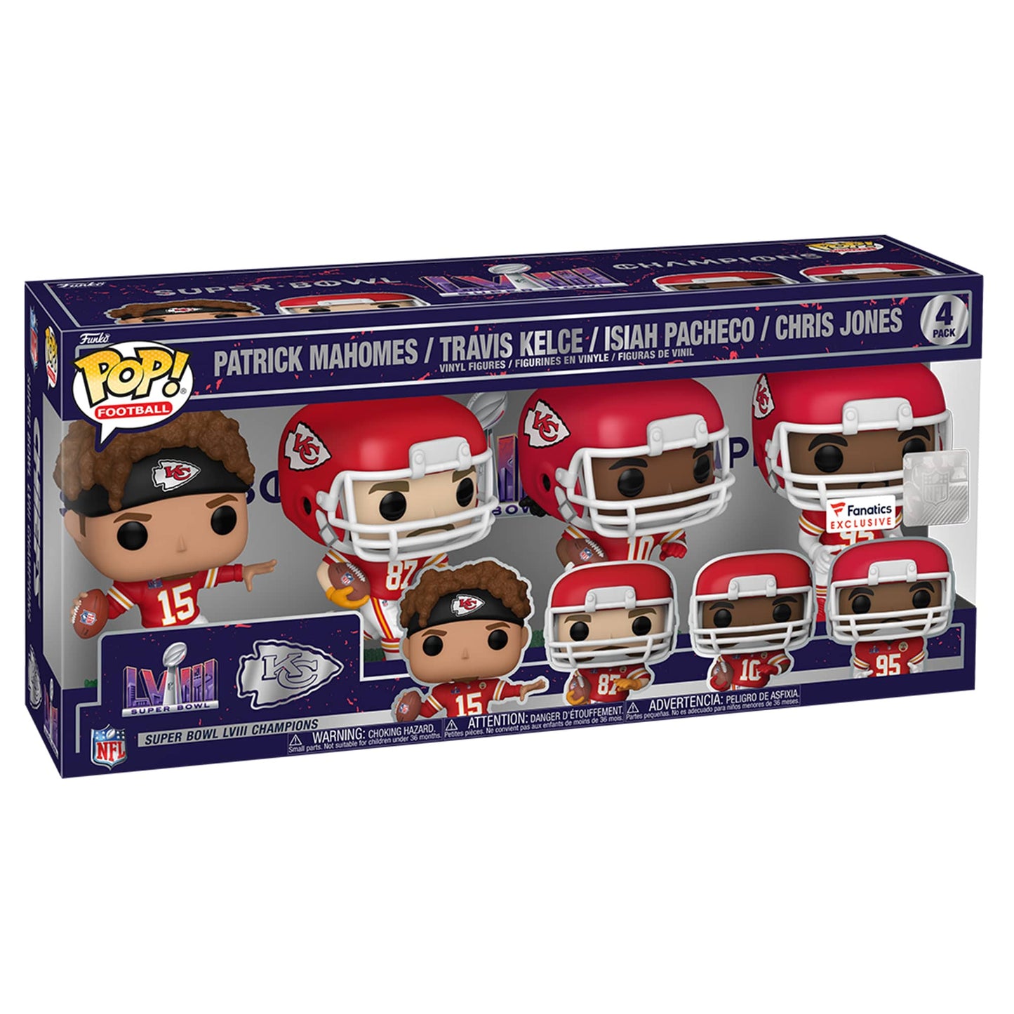 Kansas City Chiefs Funko Super Bowl LVIII Champions Fanatics Exclusive POP! Vinyl Figure Four-Pack.
