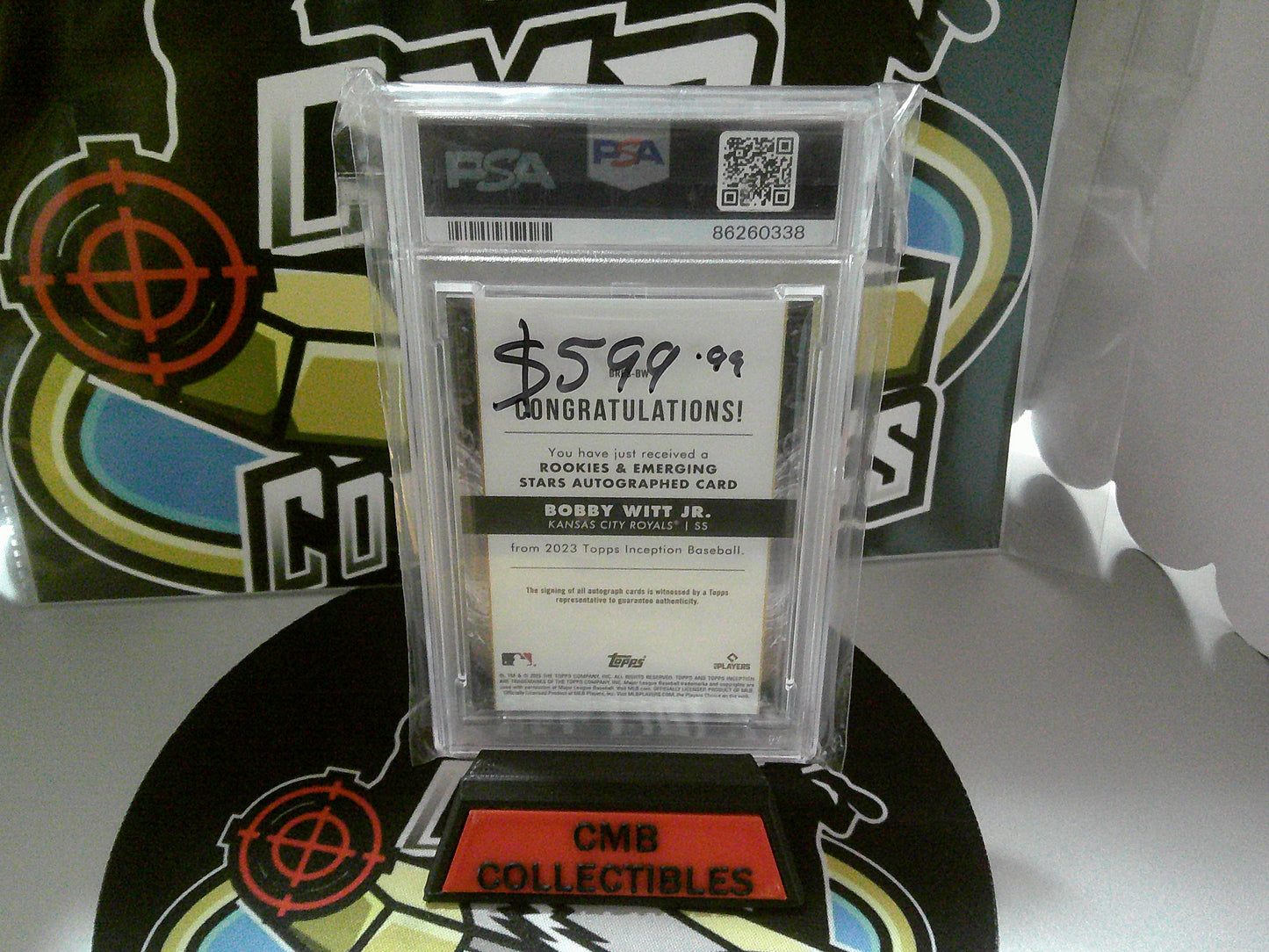 2023 Topps Inception Bobby Witt Jr. #BRESBW - PSA GEM MT 10 - AUTO 10
