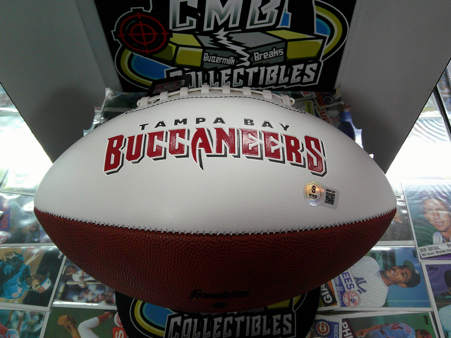 Mike Alstott Signed Tampa Bay Buccaneers Official NFL Team Logo Football Beckett COA