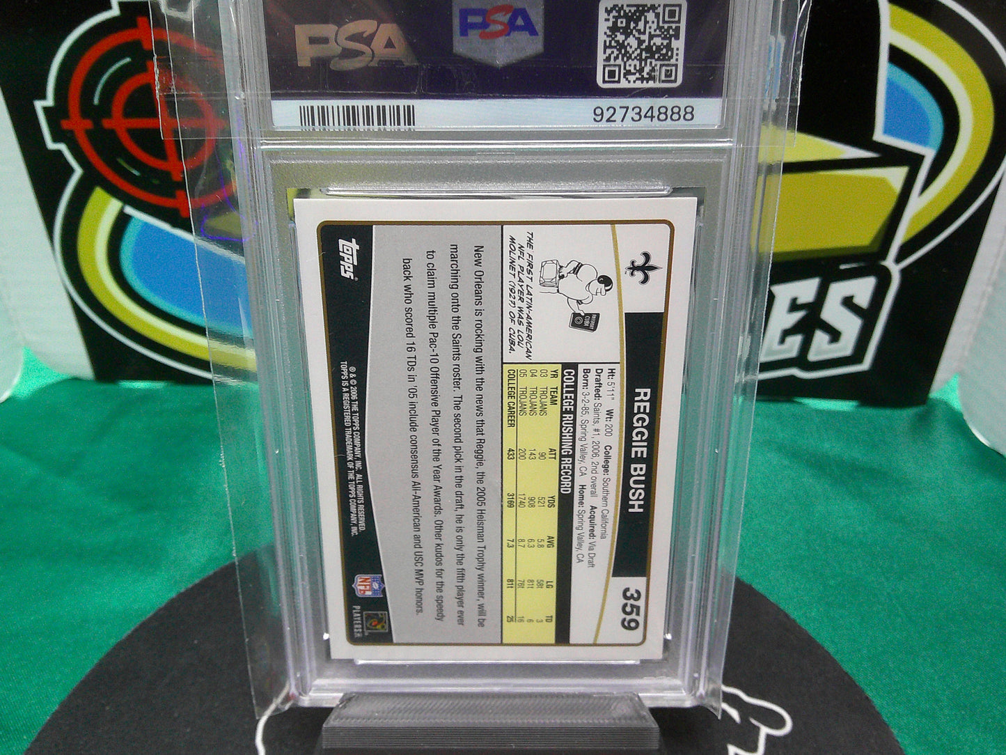 2006 Topps Reggie Bush Topps Logo in Upper Left #359 PSA 10