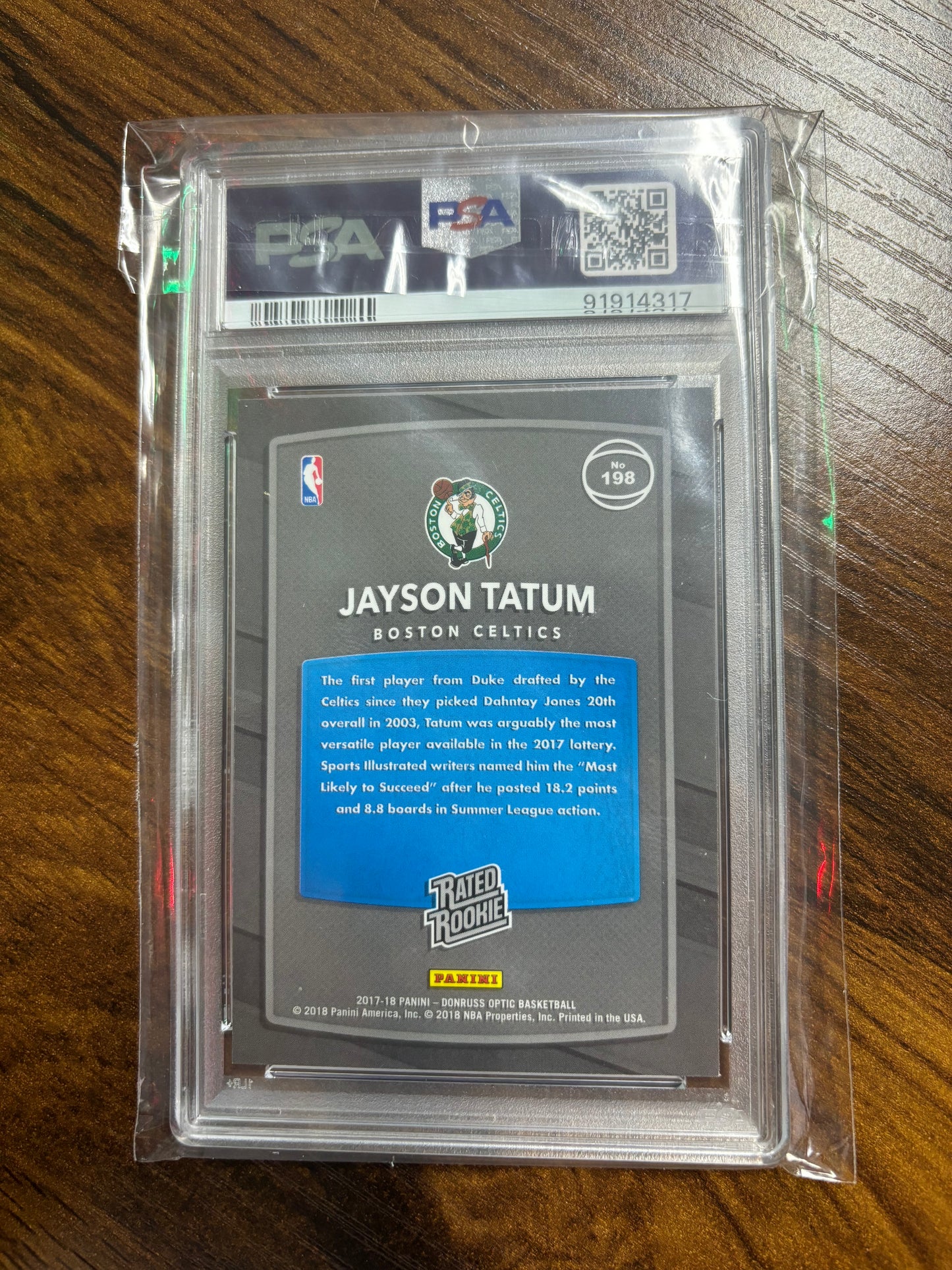 2017 Panini Donruss Optic Jayson Tatum Rated Rookie #198 PSA 10!