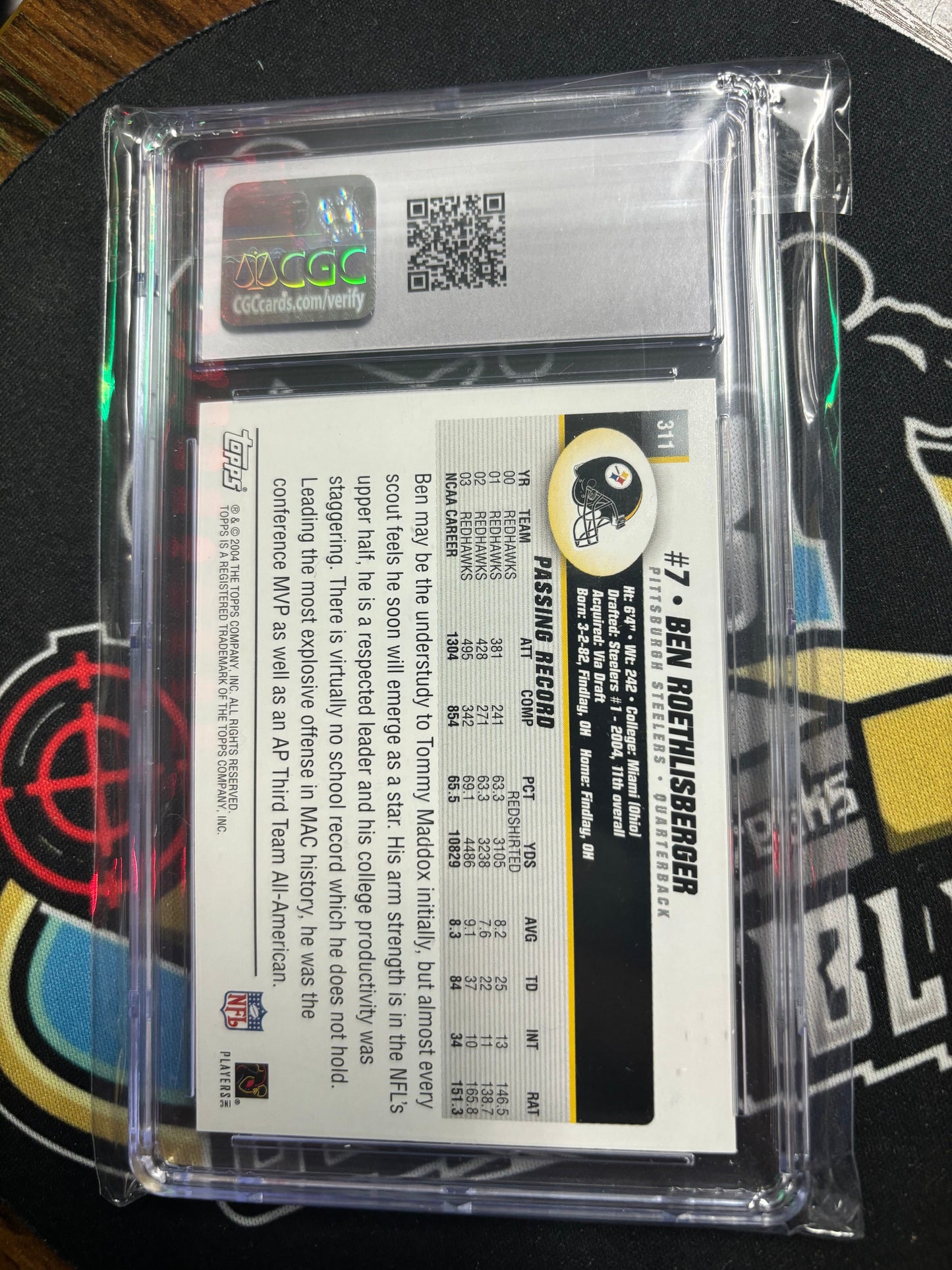 2004 Topps Ben Roethlisberger RC CGC Graded 8.5.