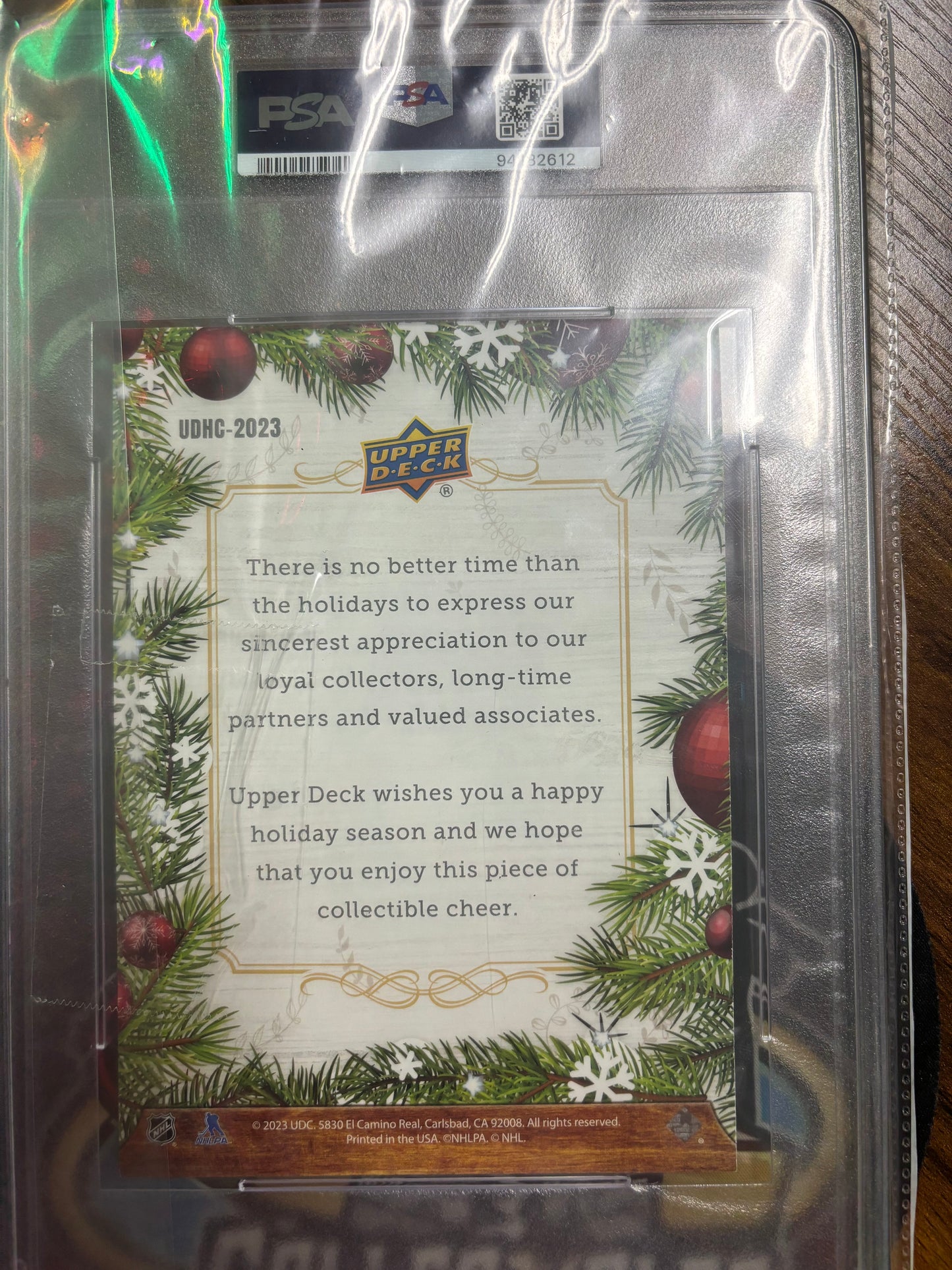 2023 Upper Deck Connor Bedard Holiday Card! PSA 9! POP 1 NONE HIGHER.
