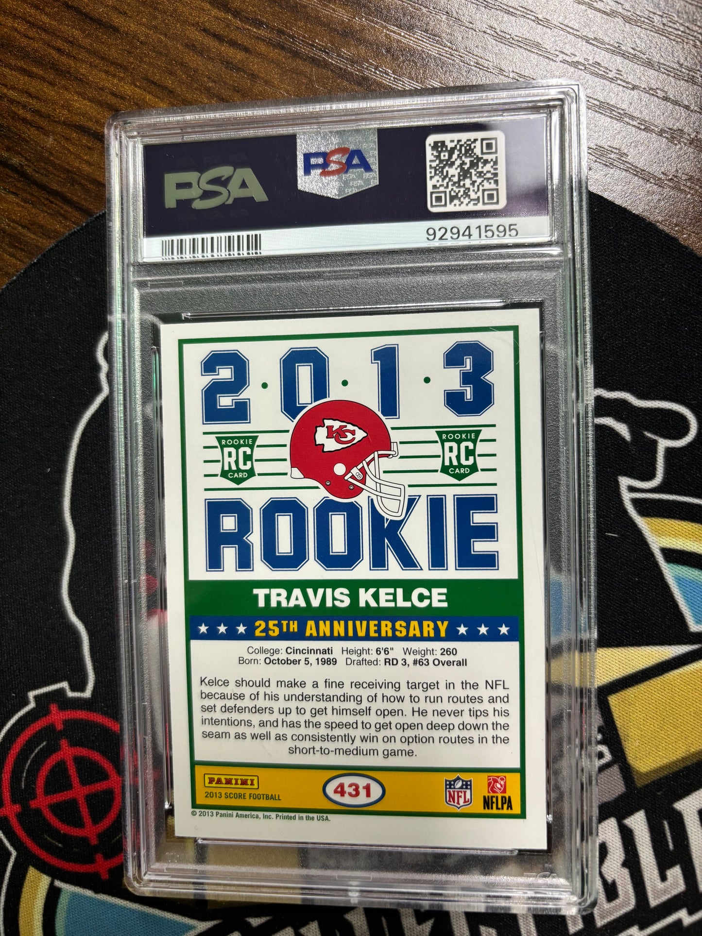 2013 Panini Score Travis Kelce RC #431 Graded PSA 9!