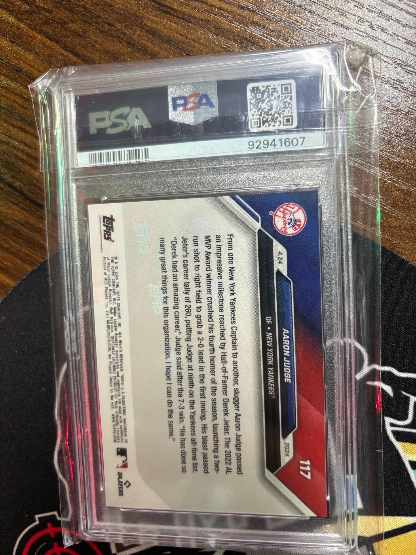 2024 Topps Now Aaron Judge #117 PSA 10. Judge Passes Jeter.