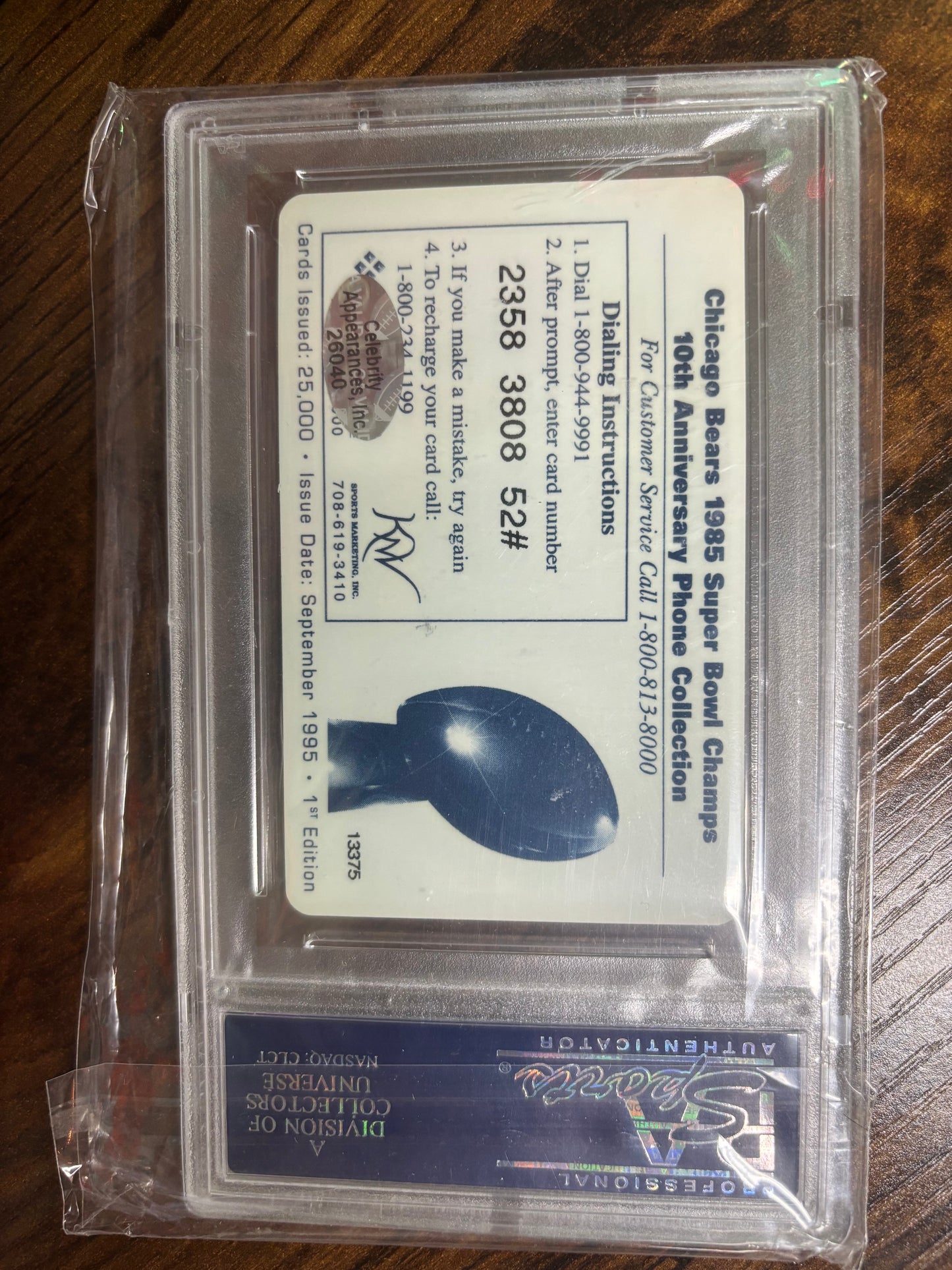 1985 Super Bowl Champs Walter Payton Autographed Calling Card! PSA Certifiied!