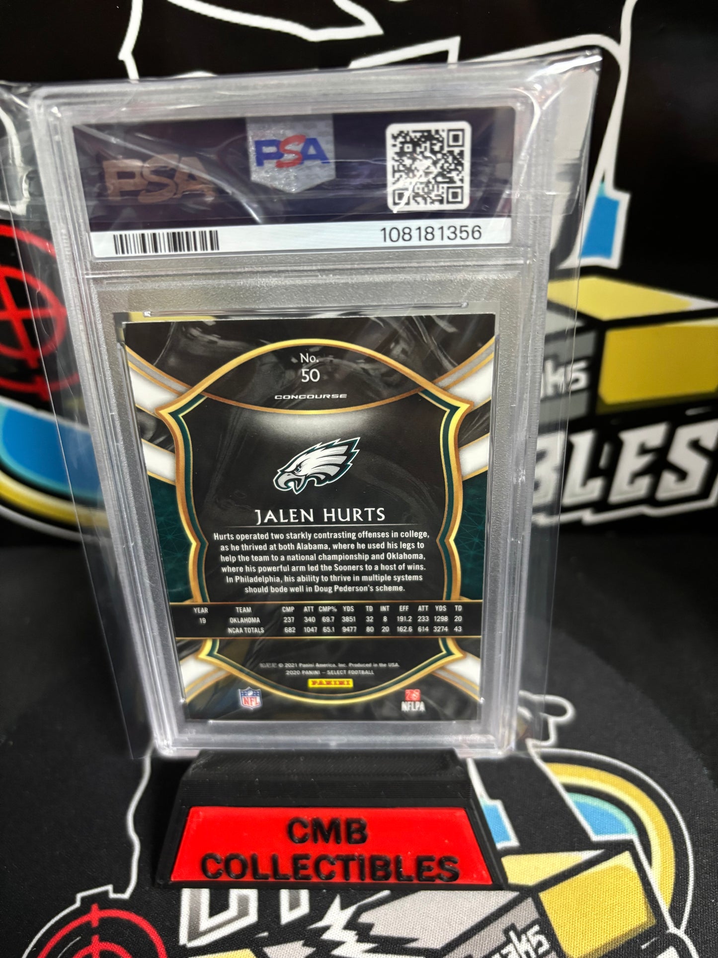 2020 Panini Select Jalen Hurts RC #50 PSA 9.