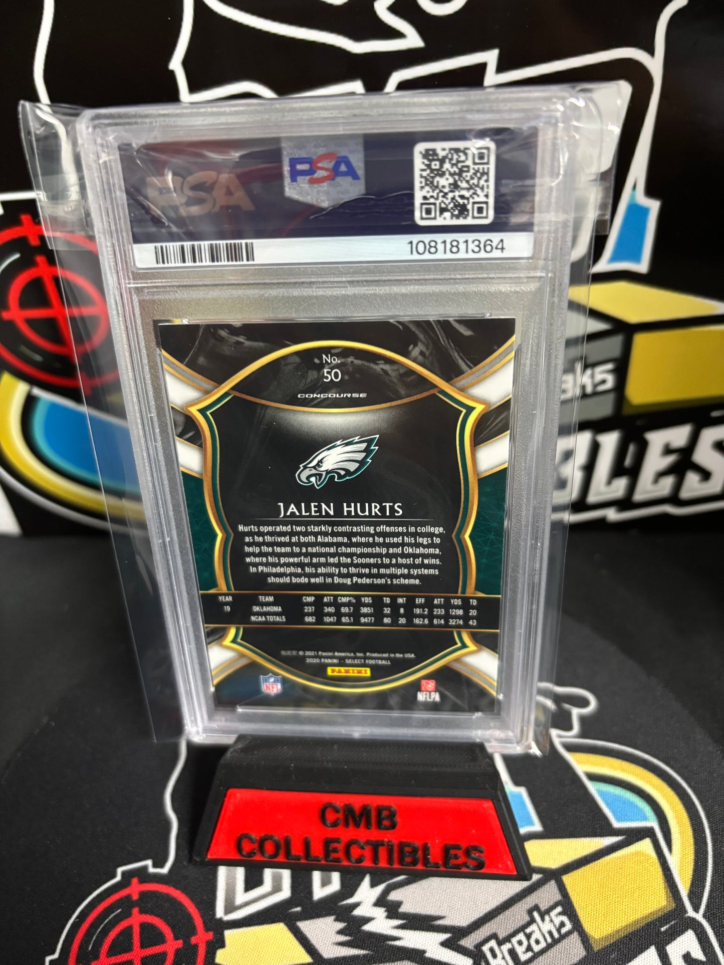 2020 Panini Select Jalen Hurts RC #50 PSA 10.
