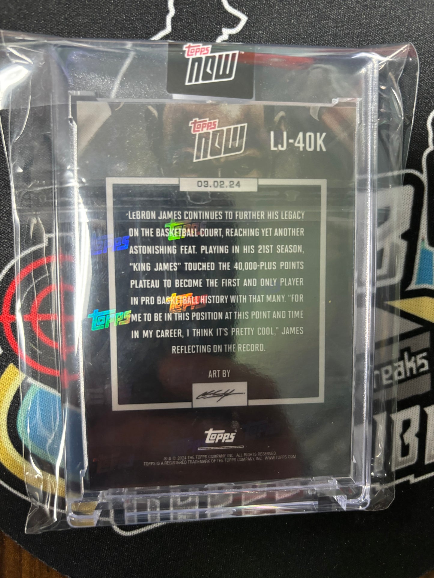 2024 Topps Now Lebron James 40,000 Career Points! 3.2.24. Encased. Mint.