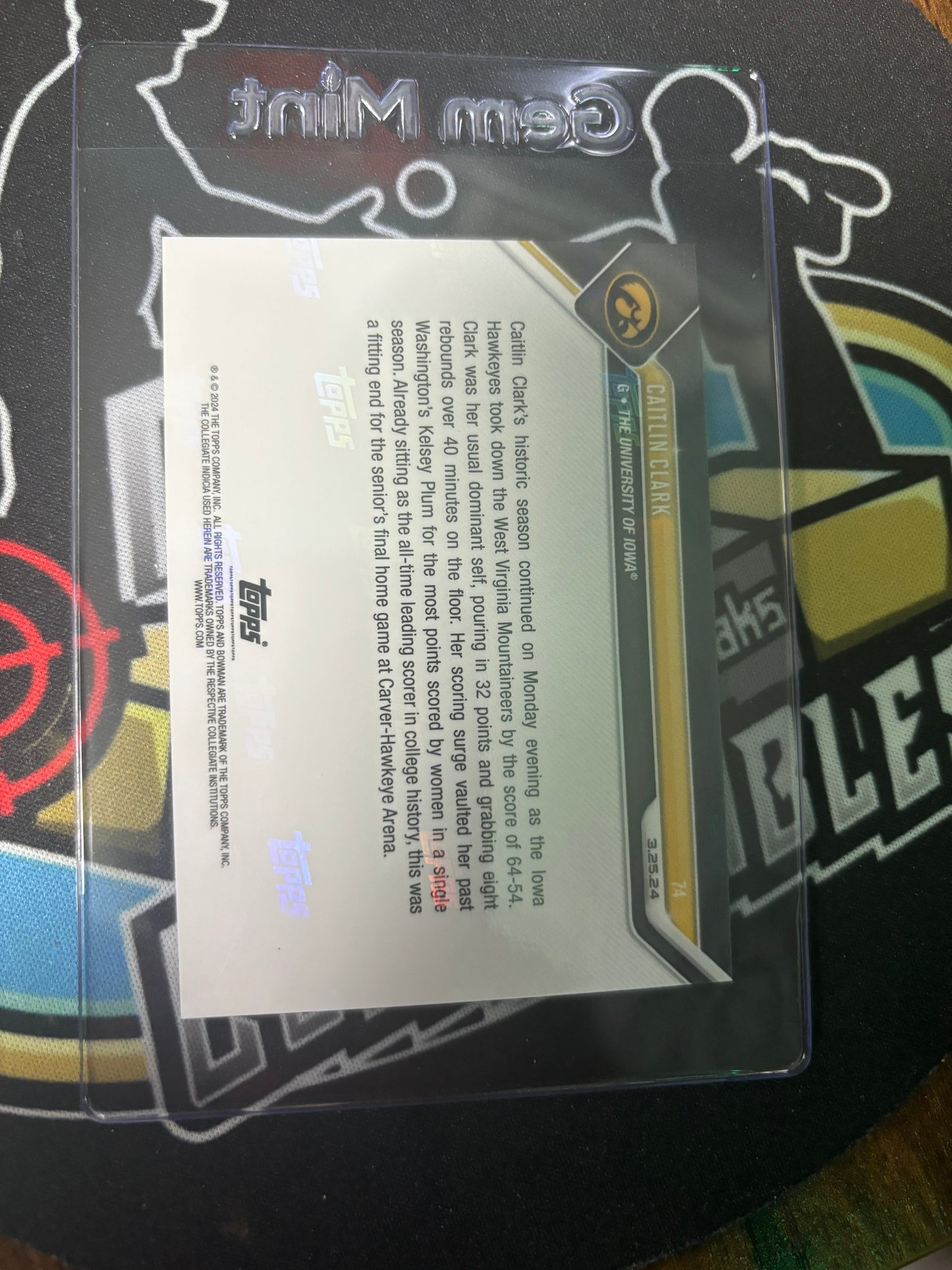 2024 Bowman U Now Caitlin Clark #74 Record For Points Scored 3.25.24! Ungraded.