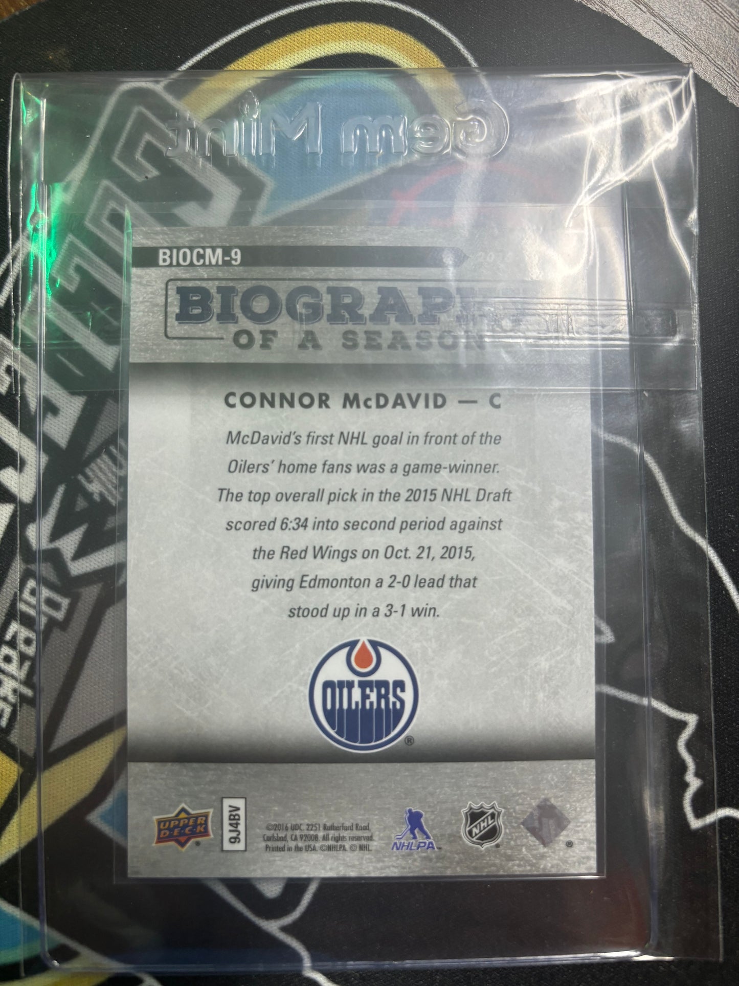 2016 Upper Deck Biography of a Season Connor McDavid #BIOCM-9. Mint. Raw and ungraded.