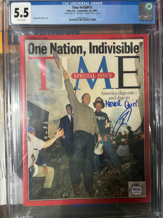 Time Magazine Sept. 24, 2021 Edition Autographed and Inscribed "Never Quit" by Seal Team Six, Navy Seal: Robert O'Neill! PSA COA and Graded/Slabbed by CGC.