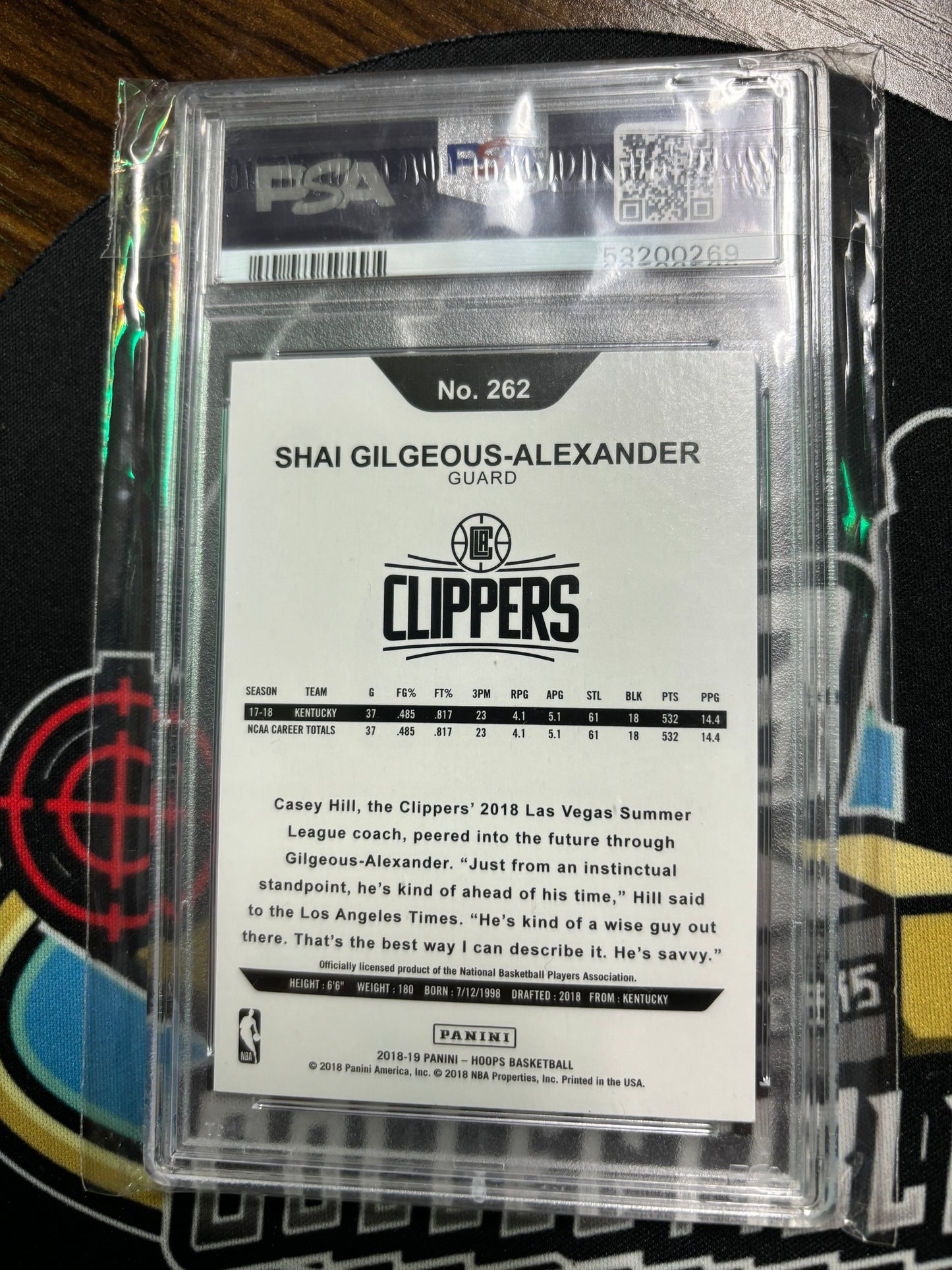 2018 Panini Hoops S. Gilgeous Alexander #262 RC PSA 10!