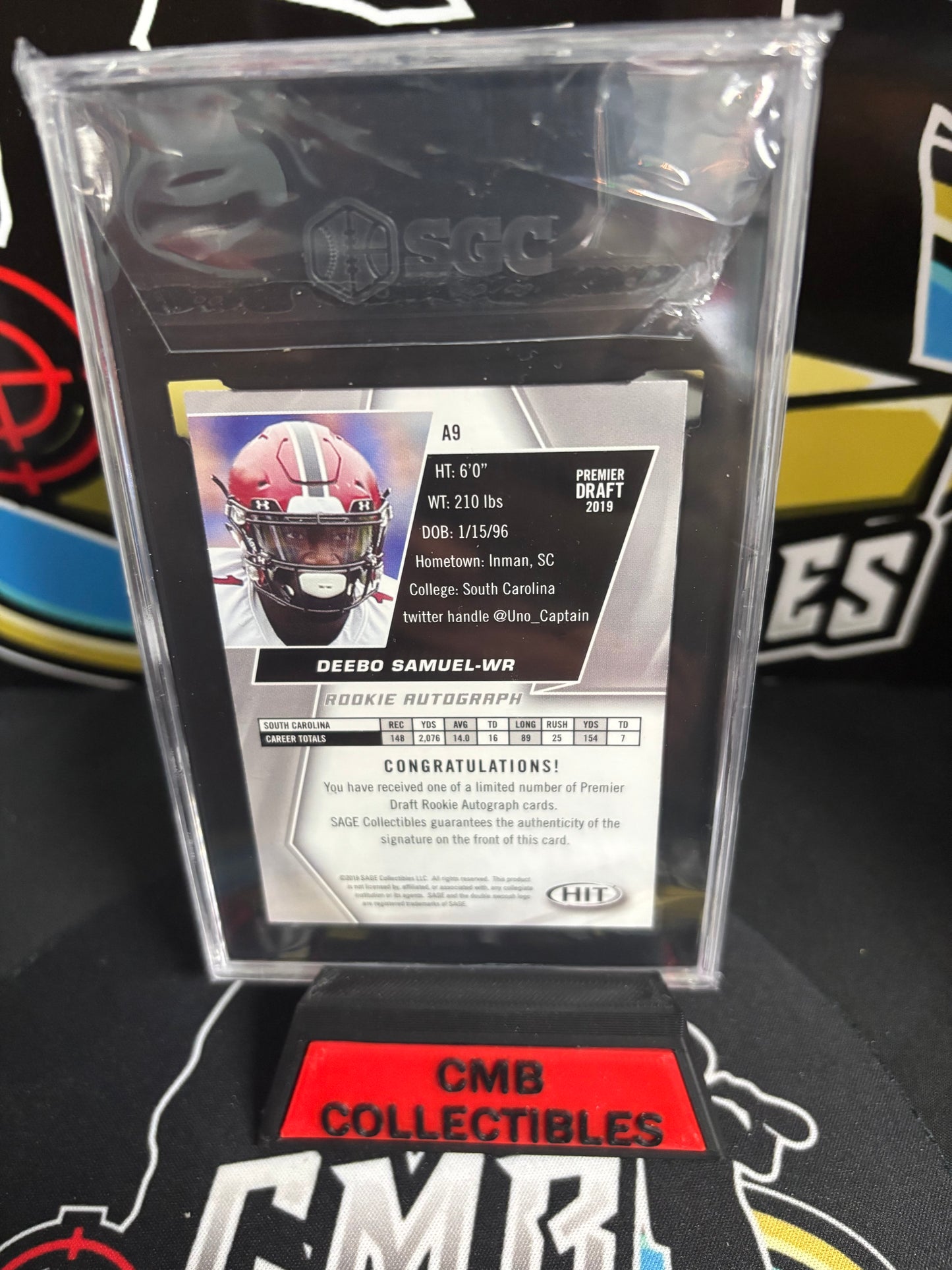 2019 Sage Hit Premier Draft Deebo Samuel Auto Gold 37/100 #A9 SGC 10/10!