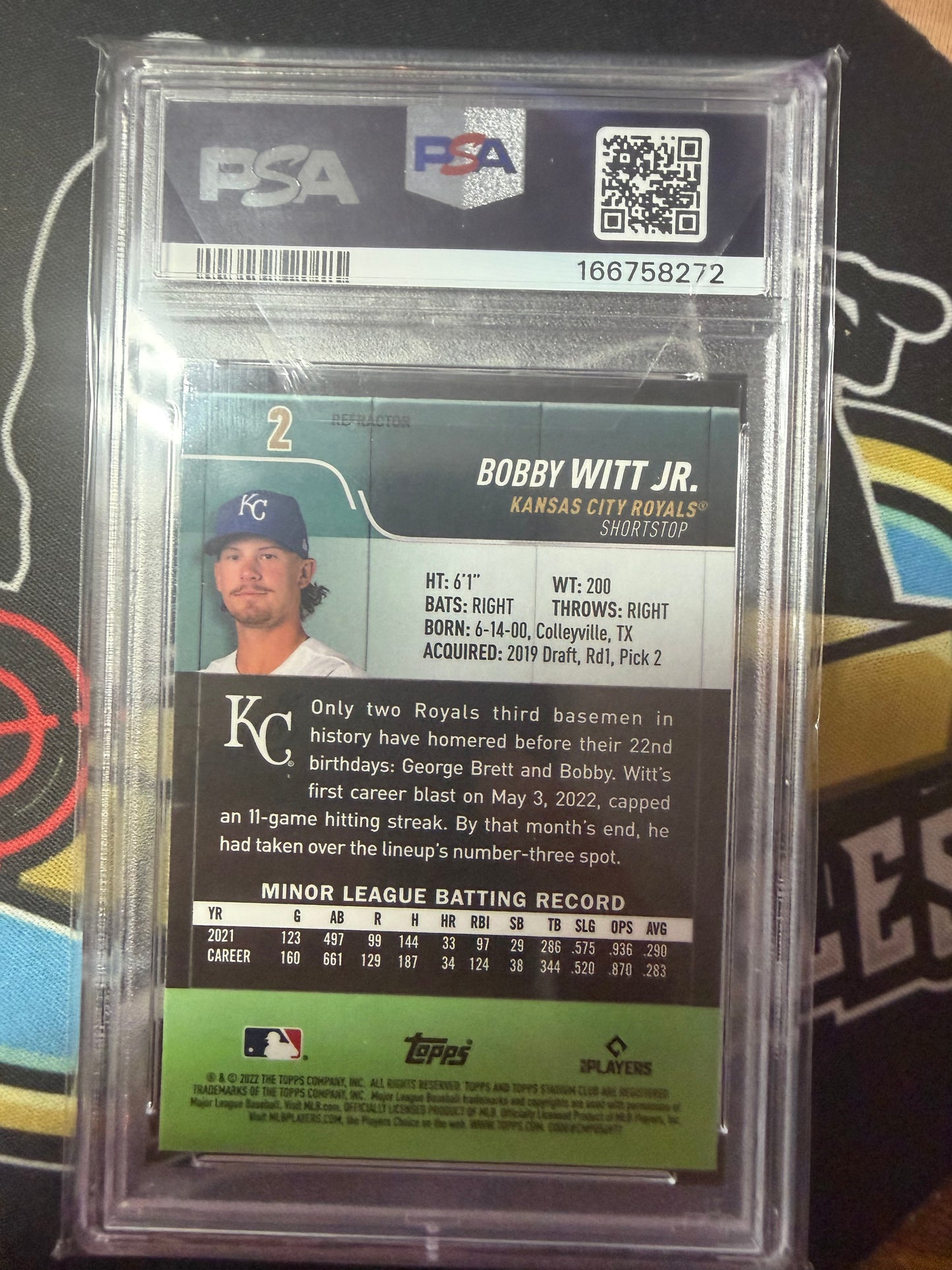 2022 Topps Bobby Witt Jr. Refractor RC PSA 10.