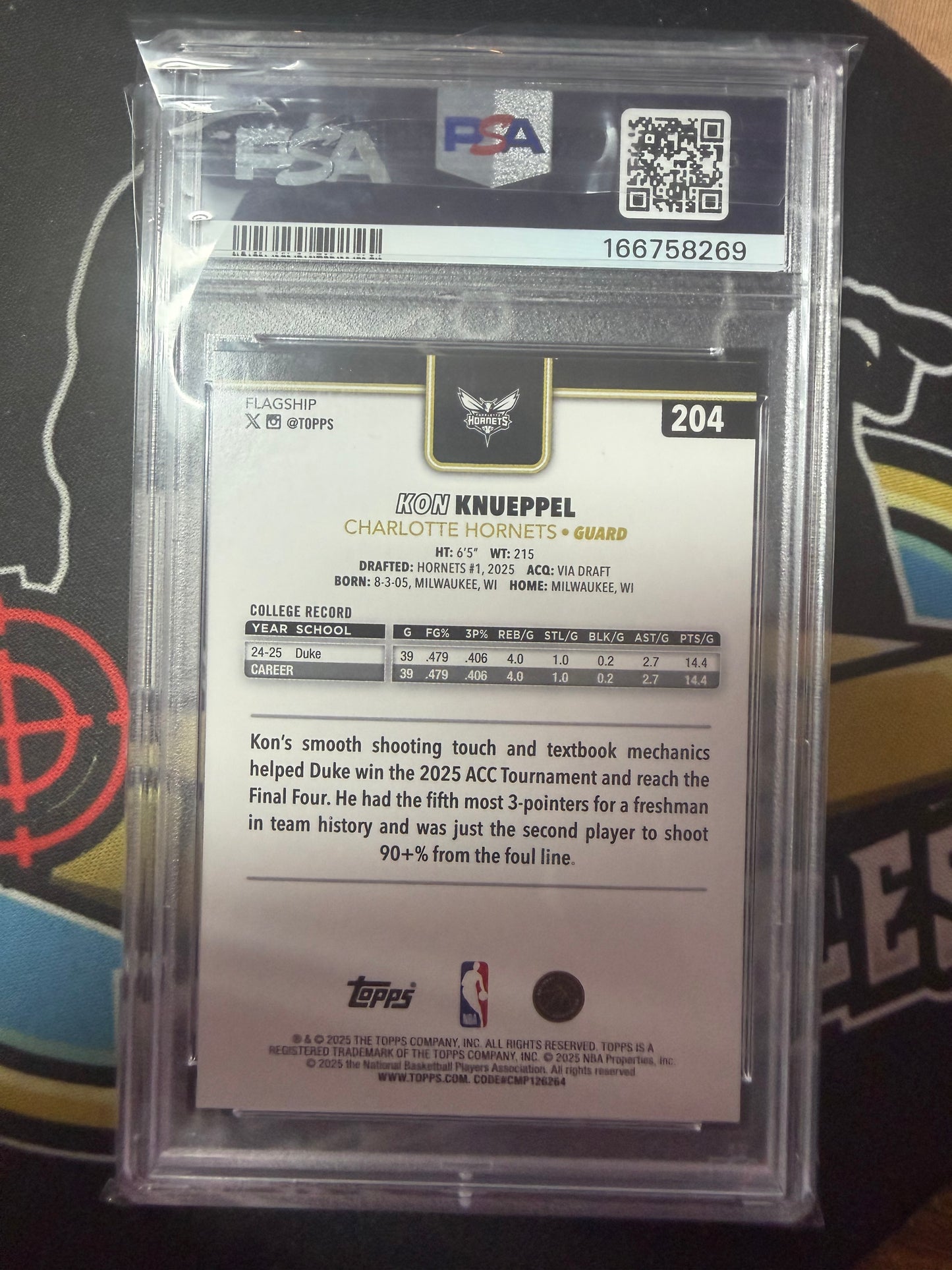 2025 Topps Blackout Kon Knueppel RC #204 PSA 10.
