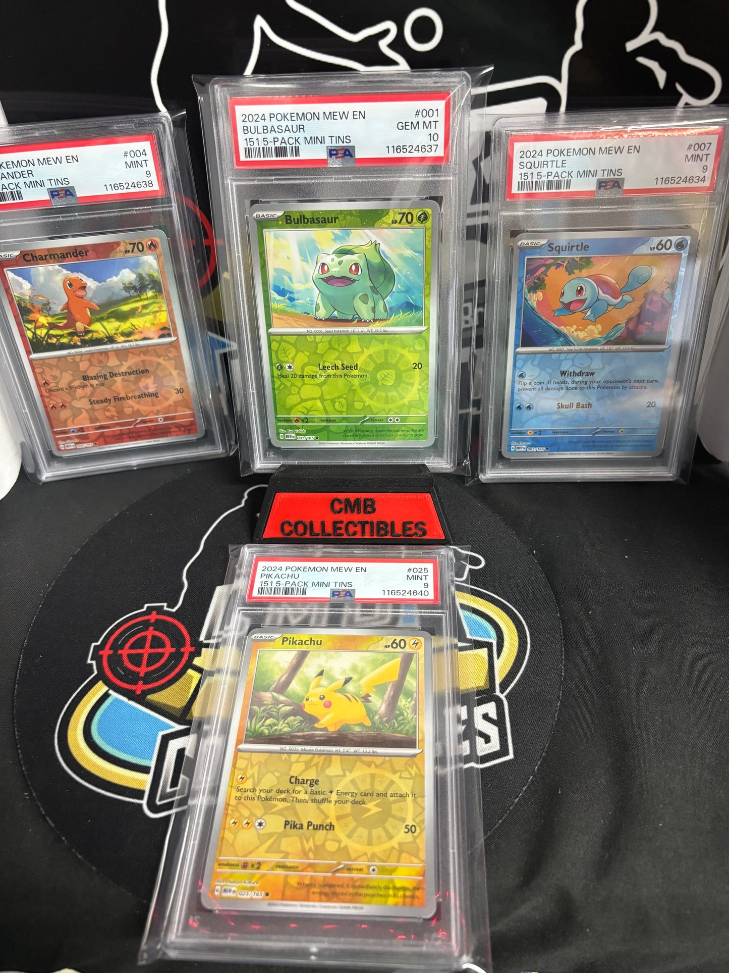 Pokemon 151 Promo Bundle. 2024 5pk Tin Promo. 4 graded cards.