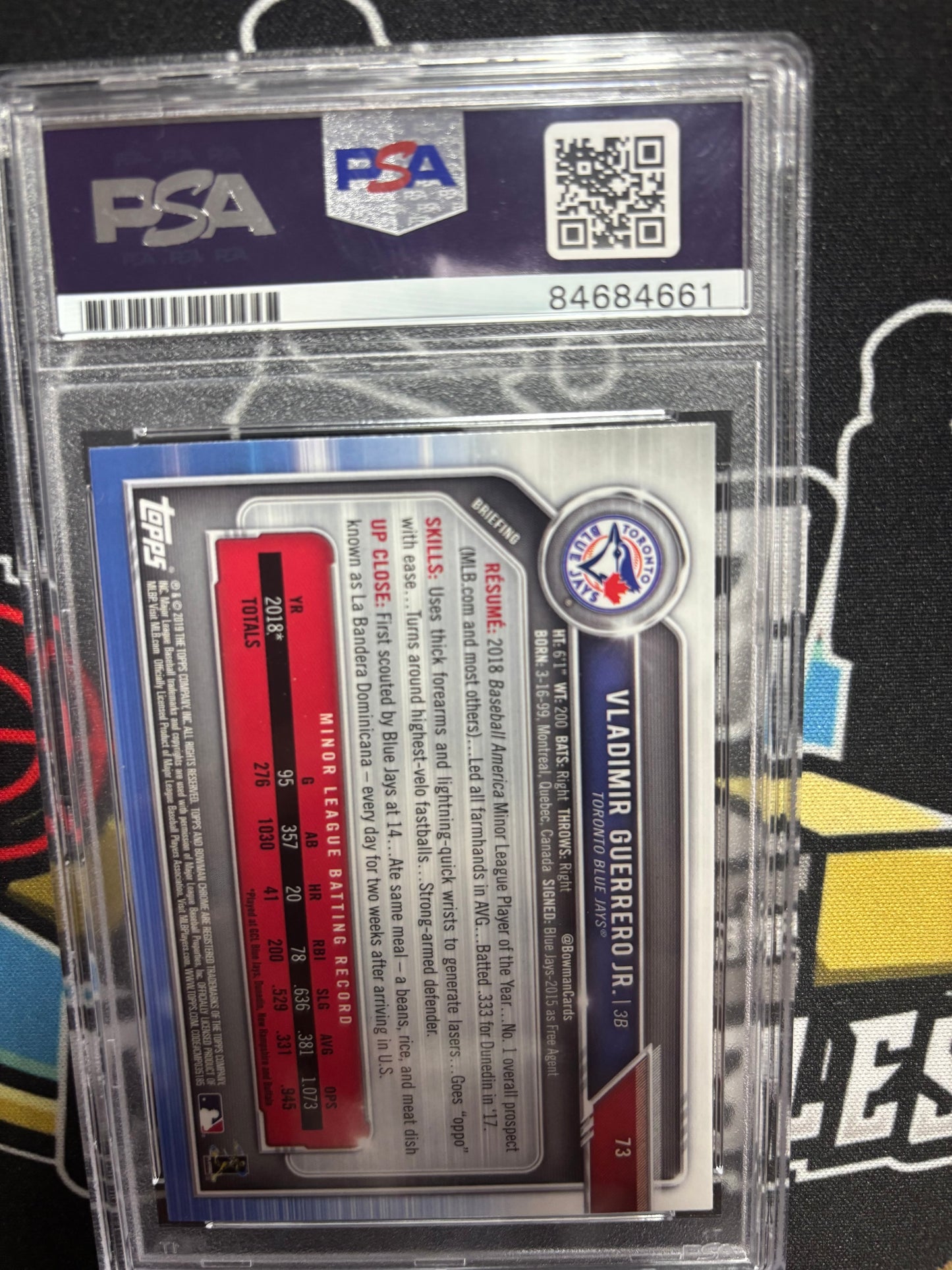 2019 Bowman Chrome Vladimir Guerrero Jr. PSA Authenticated and Slabbed IP Auto!