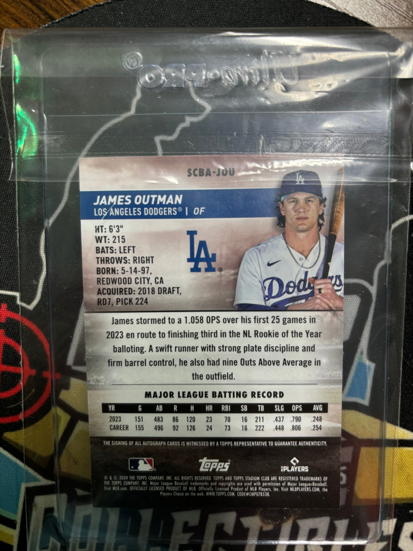 2024 Topps Stadium Club James Outman Autograph. #SBCA-JOU. Mint. Nice On Card Auto.