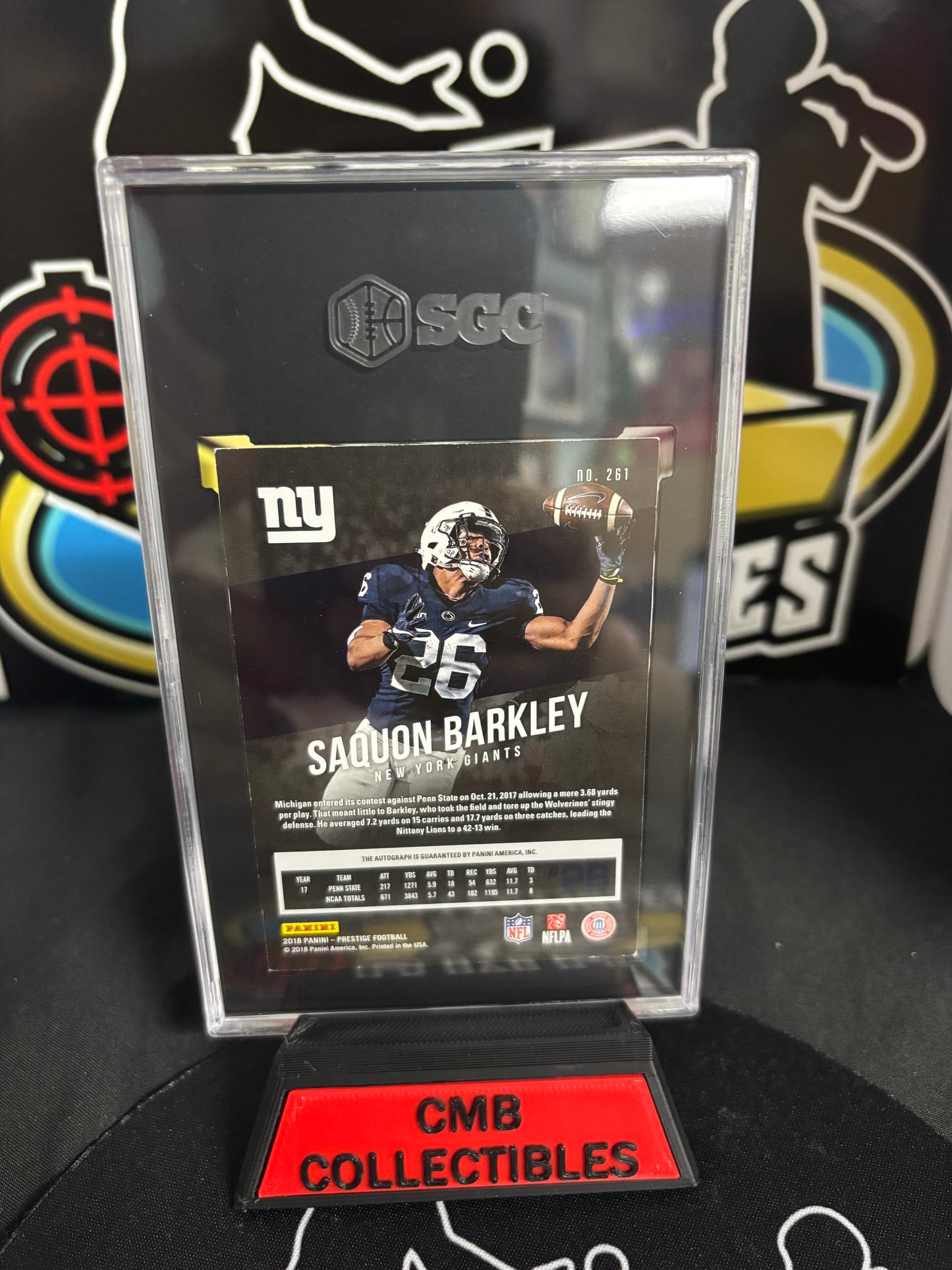 2018 Panini Prestige Saquon Barkley Autographed #261. SGC 10/8! RC!