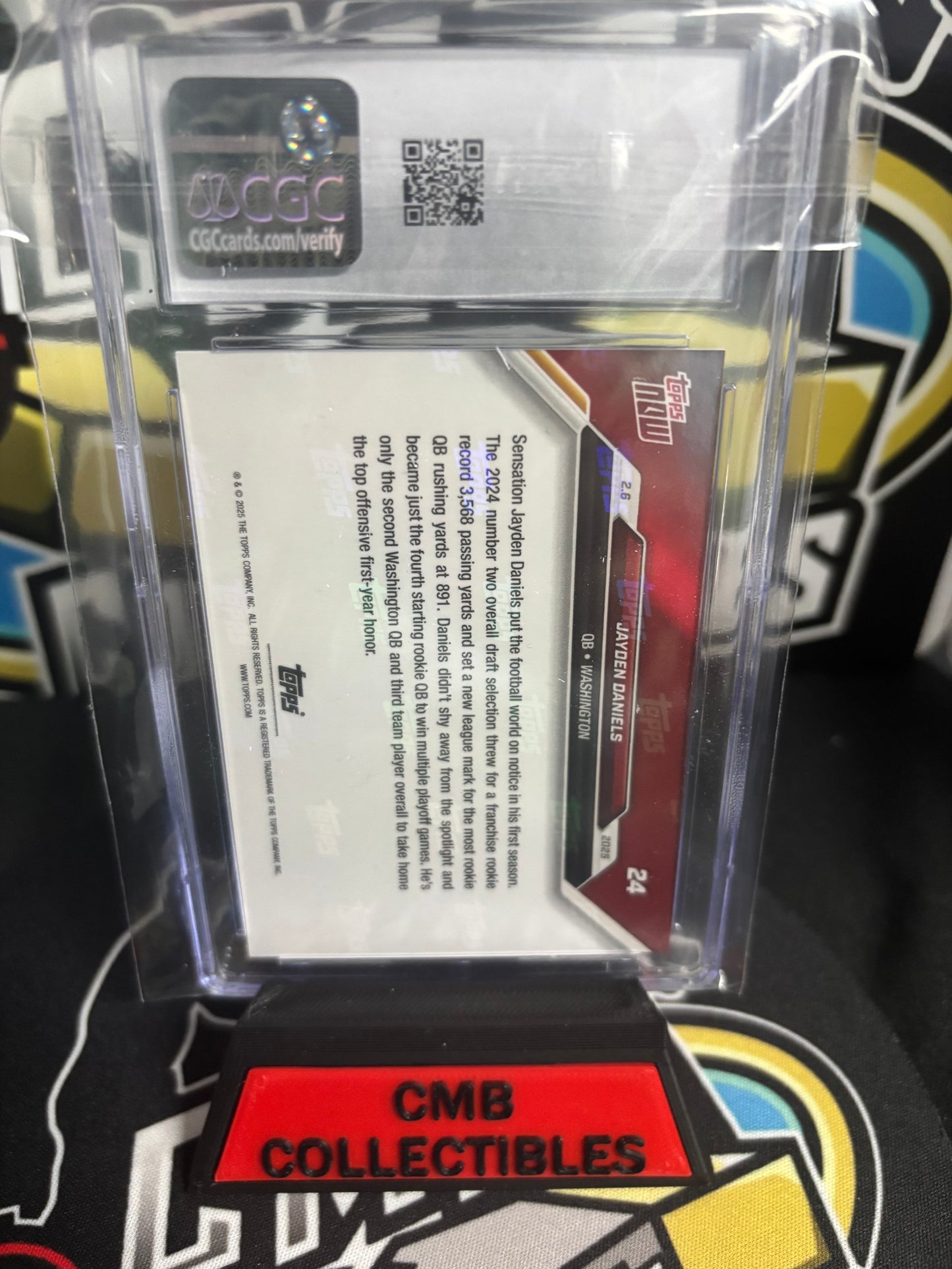 2025 Topps Now Jayden Daniels RC #24 CGC 9. Secures Top Offensive Rookie Honor of 2024 on 2.6.25.