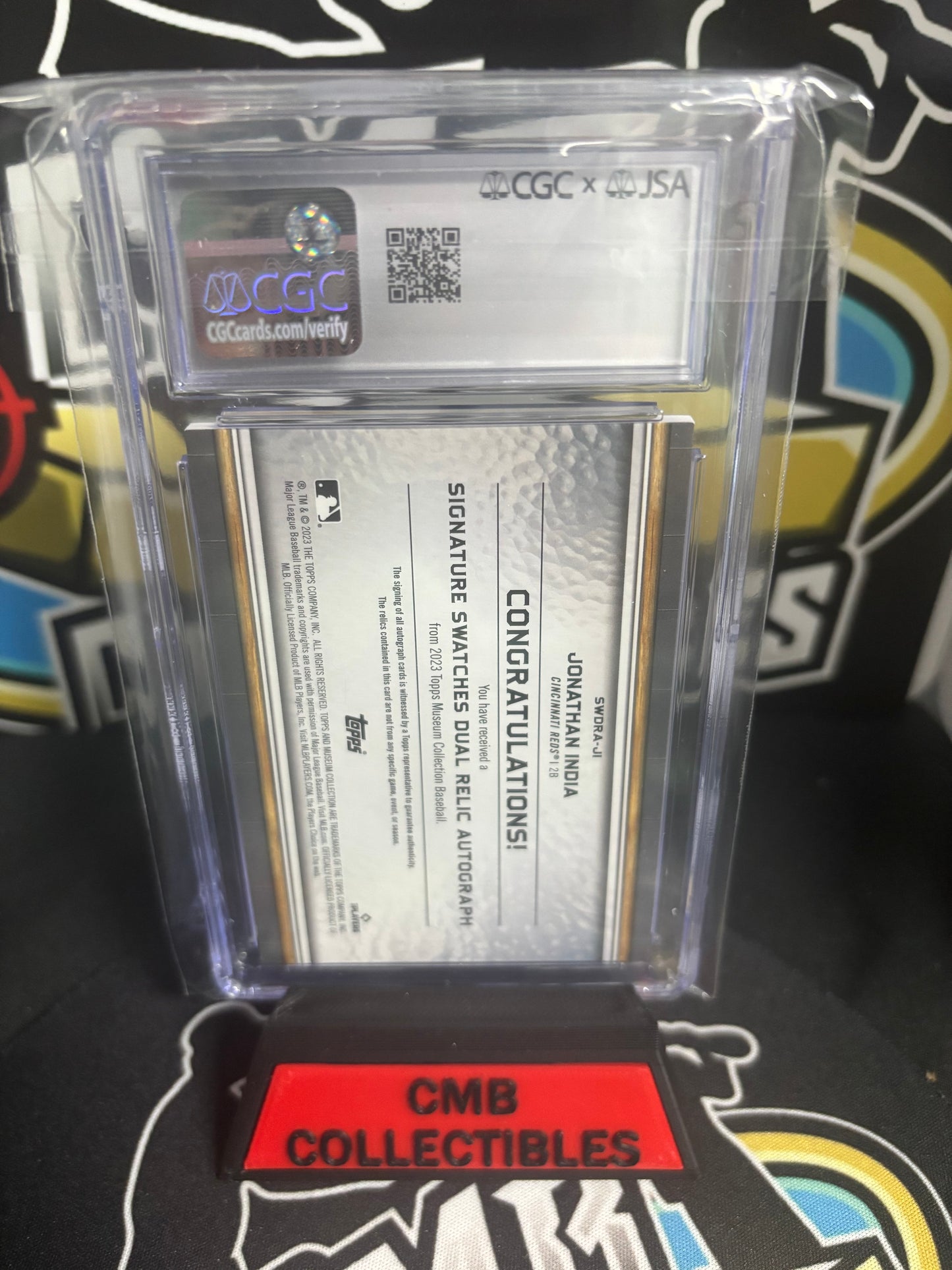 2023 Topps Museum Collection Jonathan India Signature Swatches. CGC Graded 10/7.5.