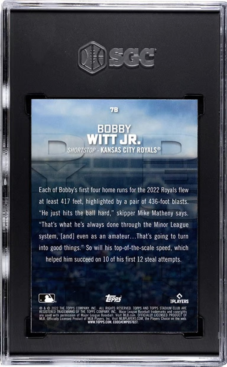 2022 Topps Stadium Club Chrome Bobby Witt Jr. #7B RC SGC 10!