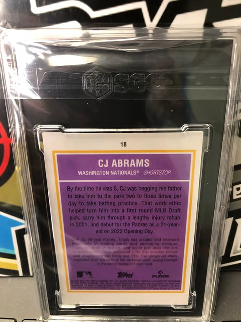 2022 Topps Brooklyn Collection CJ Abrams RC #18 Limited 18/75 SGC Graded 9.5!