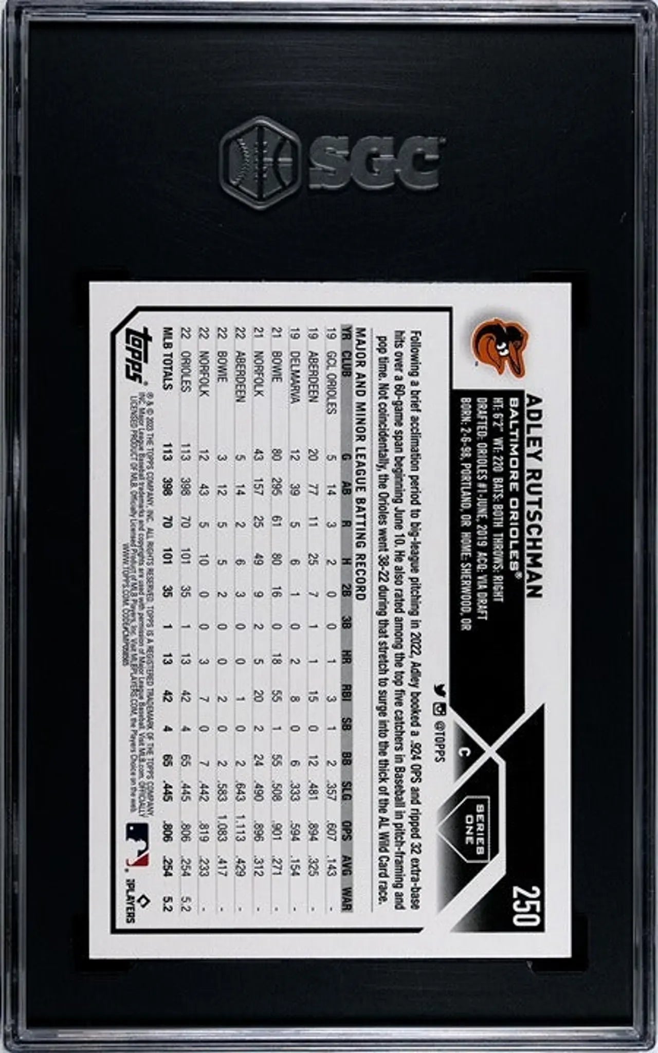 2023 Topps Adley Rutschman #250 RC SGC Graded 9.5!