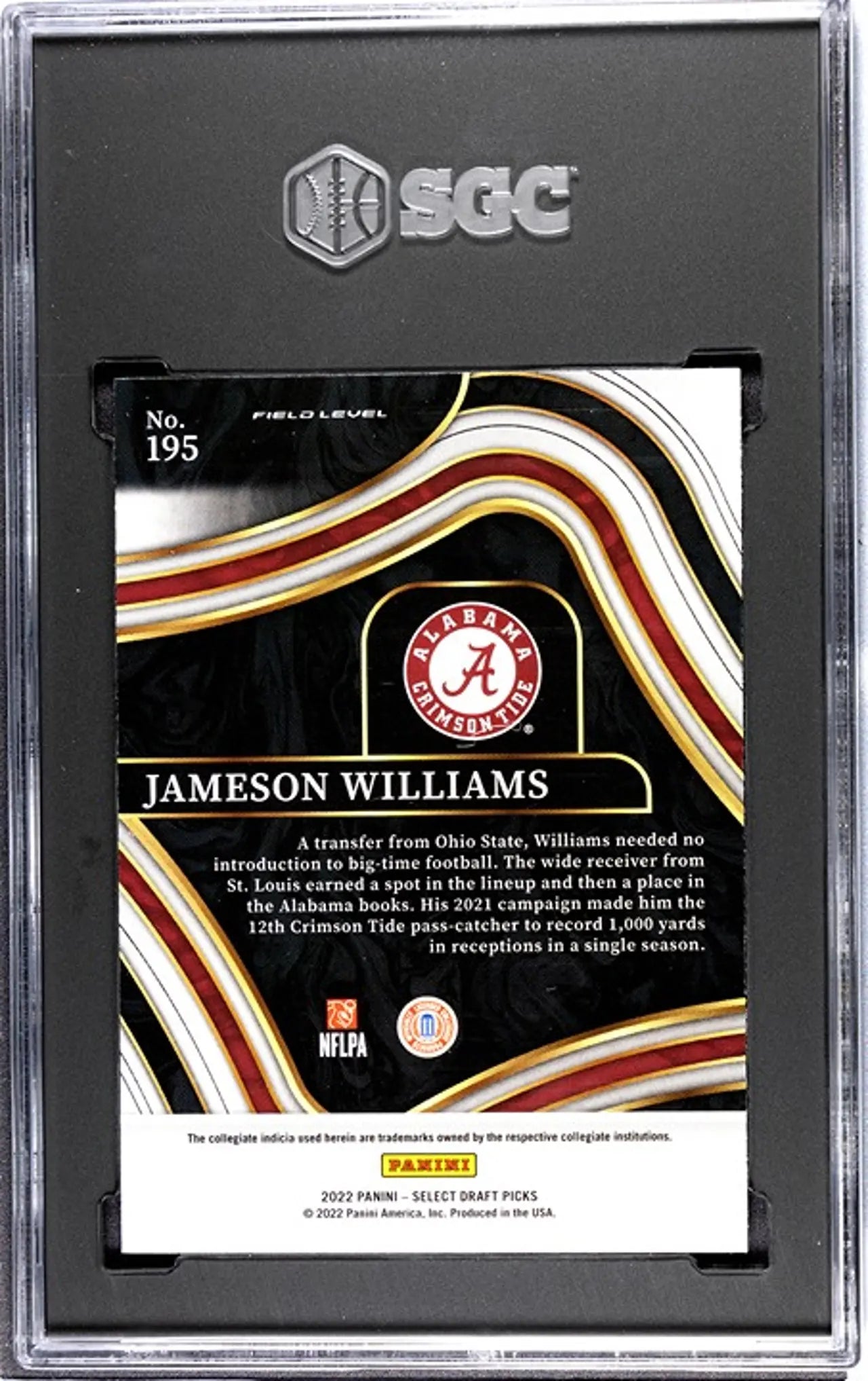2021 Panini Select D.P. Jameson Williams #195 RC SGC 9.5!