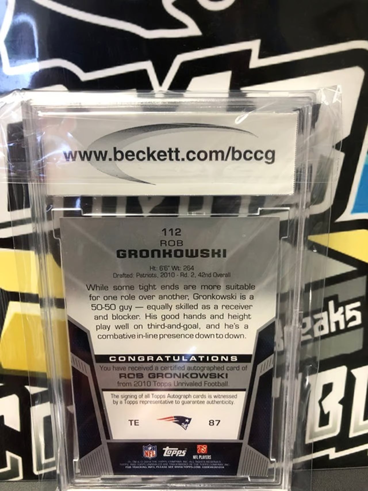2010 Topps Unrivaled Rob Gronkowski #112 RC Autograph 461/480 BCCG Graded 10.