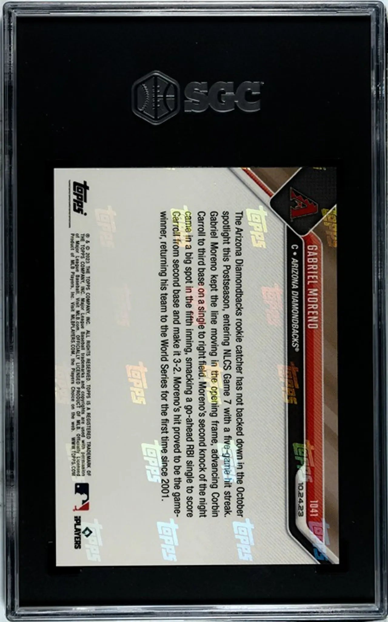 2023 Topps Now Gabriel Moreno RC 09/25!! SGC GEM 10! Purple!