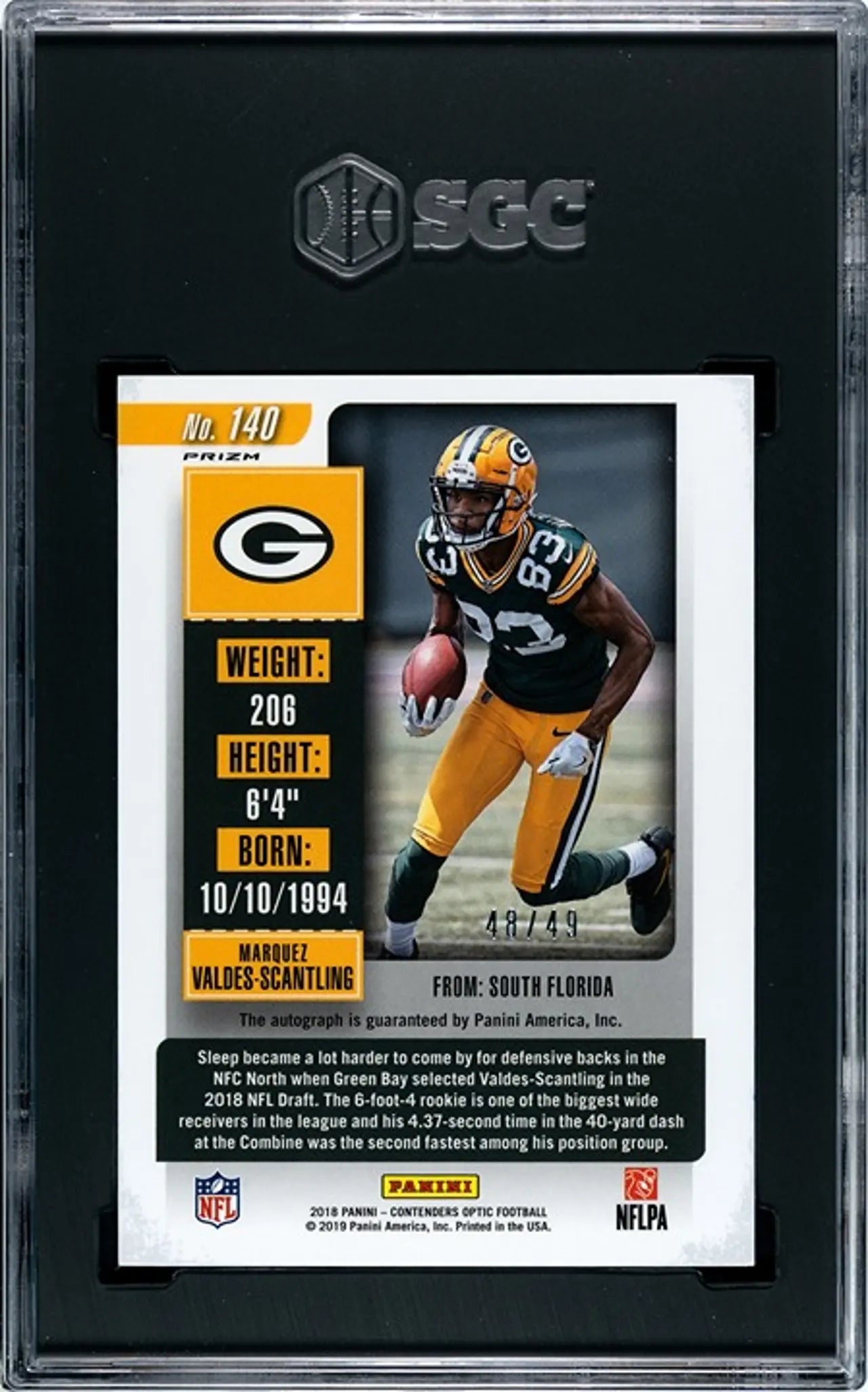 2018 Panini Contenders Optic Marquez-Valdes Scantling Auto 48/49 SGC9