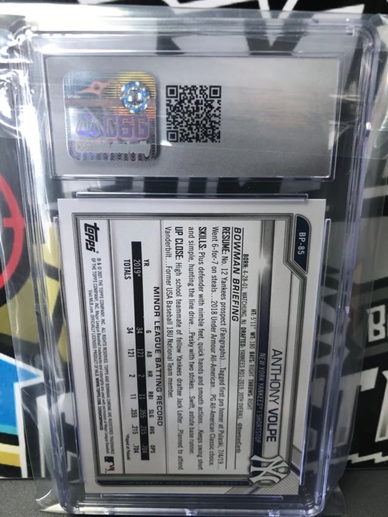 2021 Bowman Prospects Anthony Volpe RC #BP-85 Graded GEM 10!