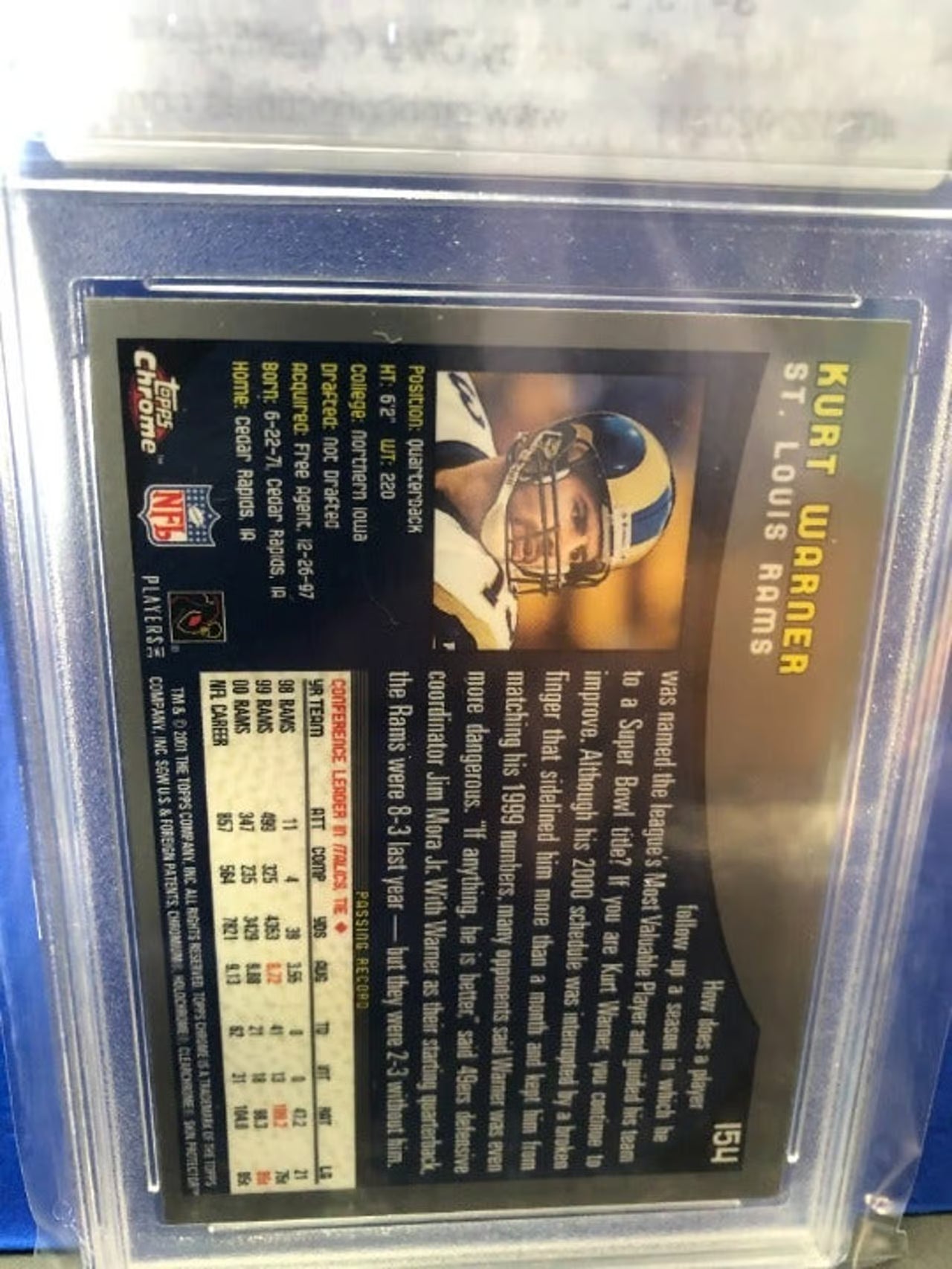 2001 Topps Chrome Kurt Warner #154 Graded Mint 8.5!