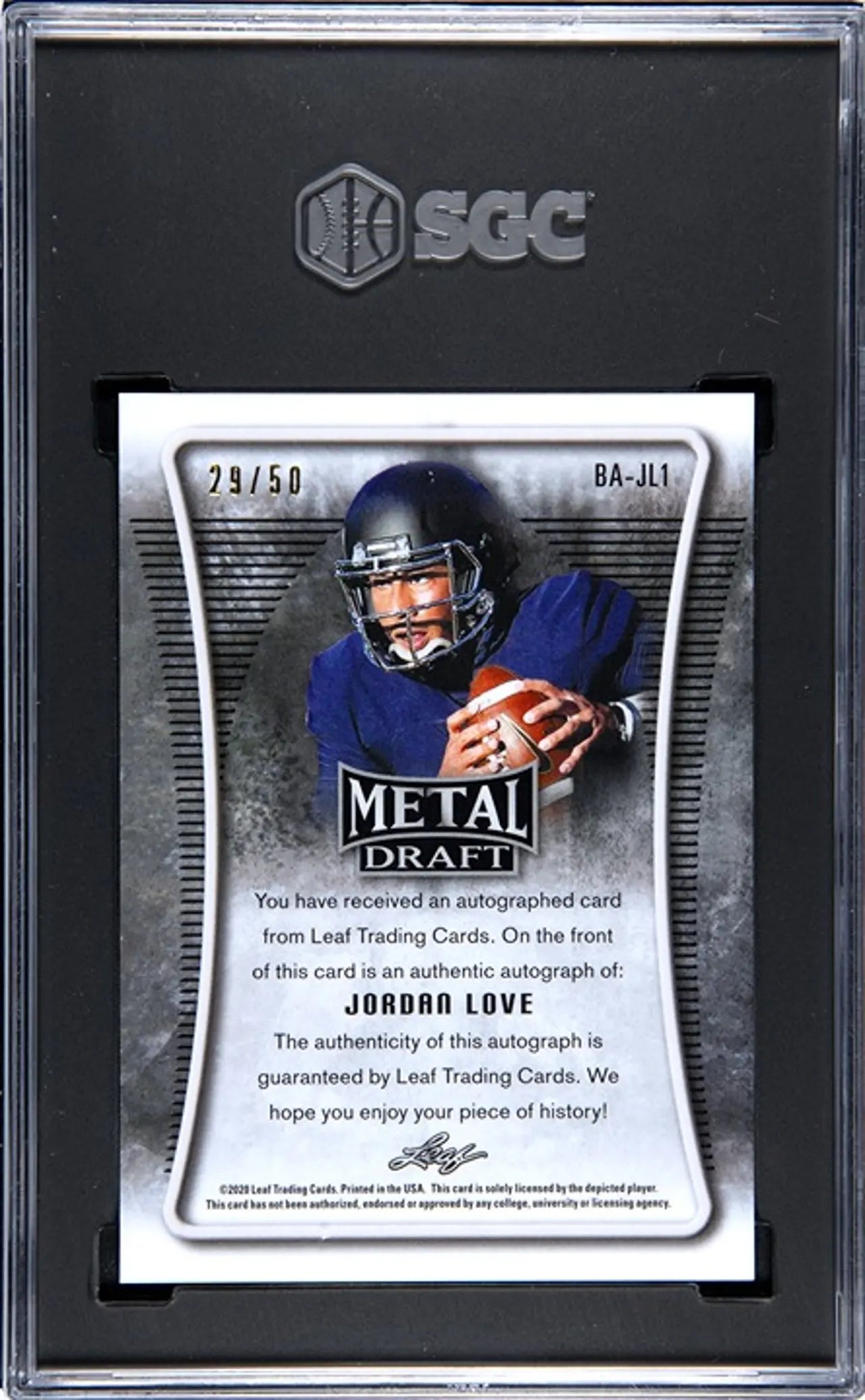 2020 Leaf Metal Draft Jordan Love Auto 29/50 RC! Graded 10!