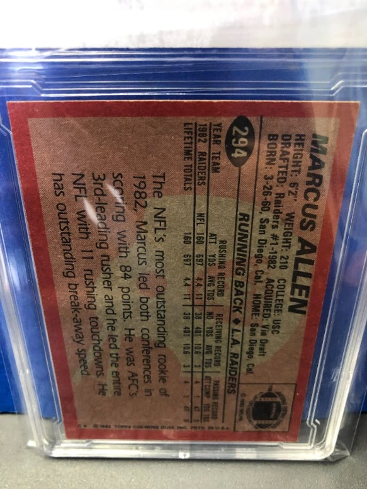 1983 Topps AFC Pro Bowl Marcus Allen #294 RC Graded 7.5!