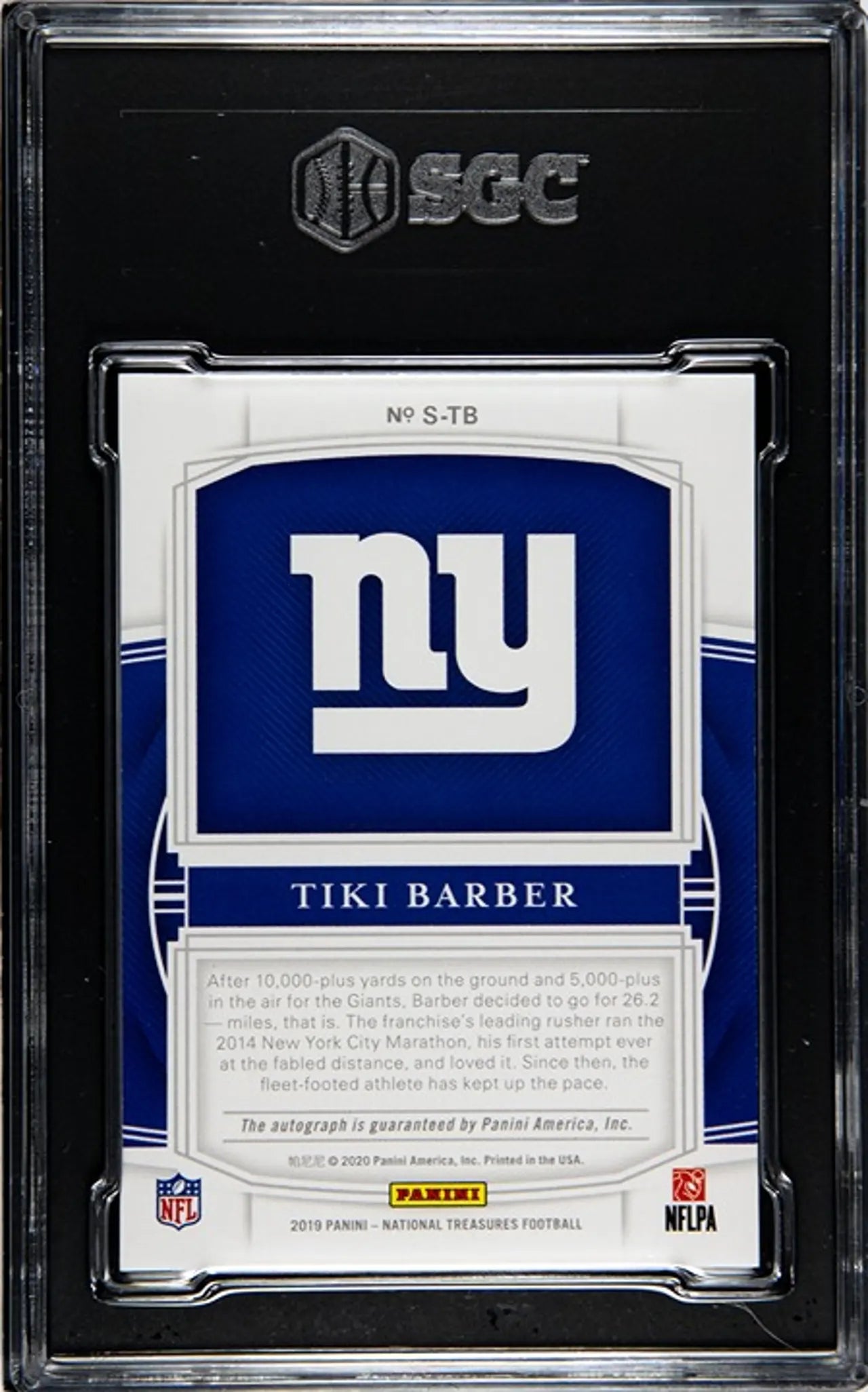 2019 Panini National Treasures Tiki Barber Sign #S-TB 27/35 Graded 10/7!