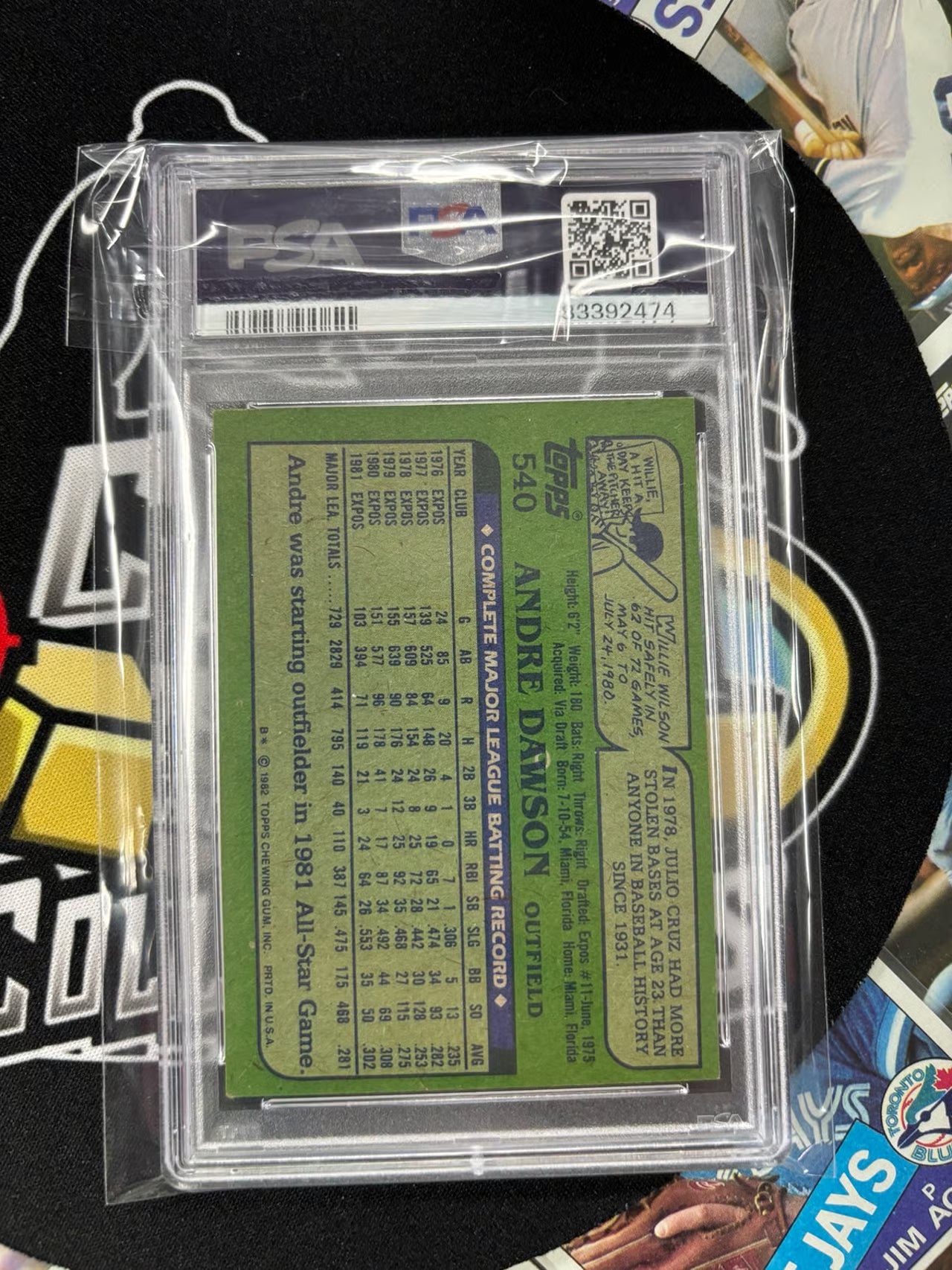 1982 Toppe Andre Dawson #540 PSA 7 DNA auto!