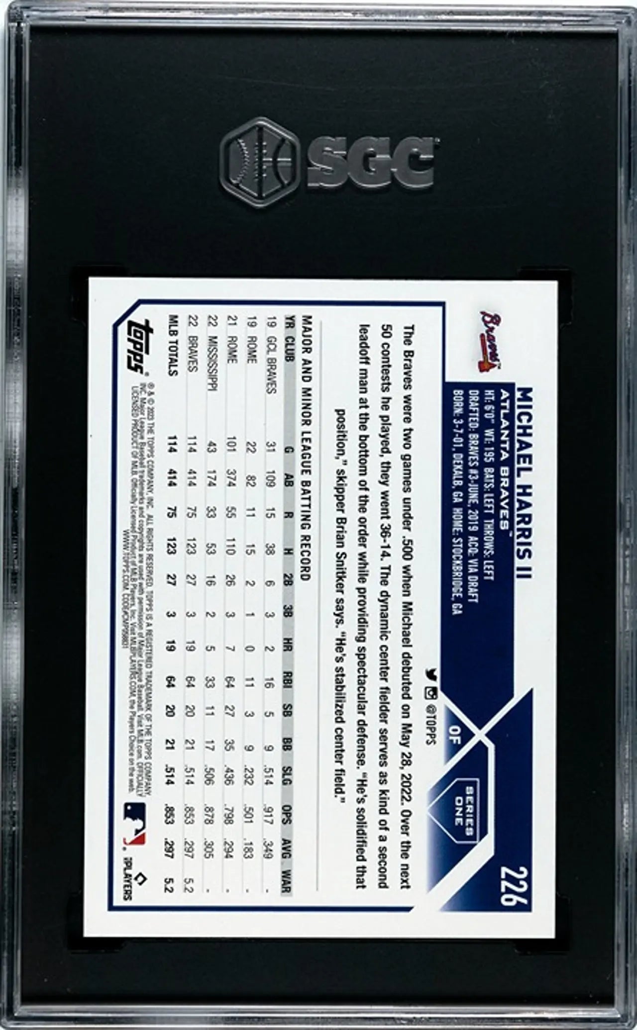 2023 Topps 1st Edition Michael Harris ll #226 RC SGC 9.5.