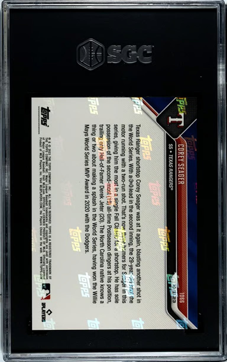 2023 Topps Now Corey Seager #1066 3HR WS 10.31.23! SGC GEM 10!