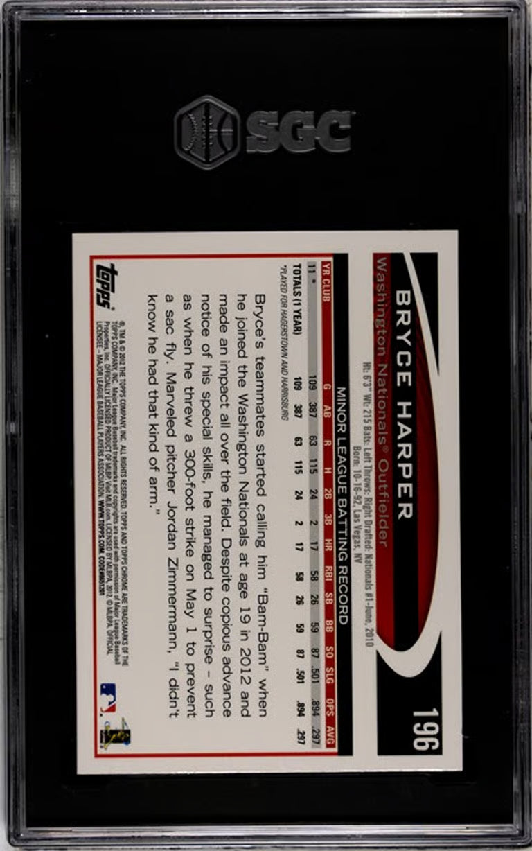 2012 Topps Chrome Bryce Harper #196 RC SGC 9!