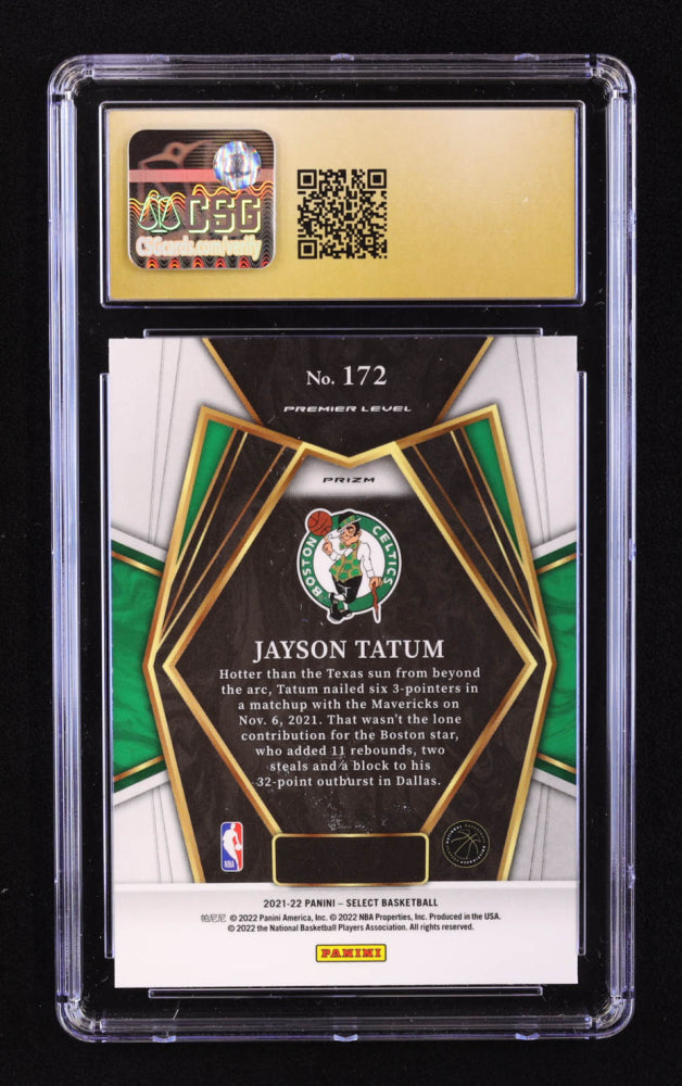 Jayson Tatum 2021-22 Select Prizm Green White Purple #172 Pristine CGC 10!