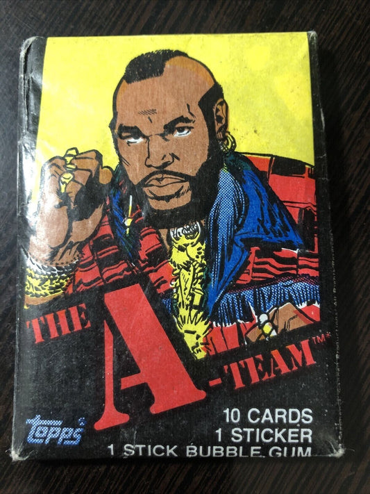 THE A-TEAM 1983 TOPPS TRADING CARDS SEALED WAX PACK OF 10 CARD & STICKER. New.