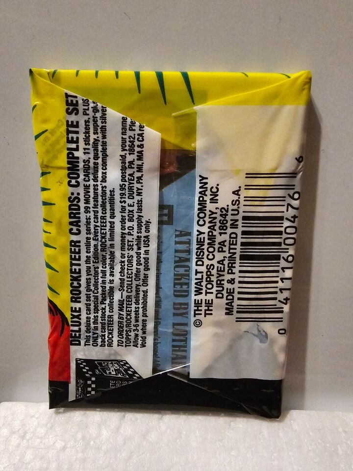 Disney The Rocketeer Vintage 1991 Topps Trading Cards SEALED WAX PACK.