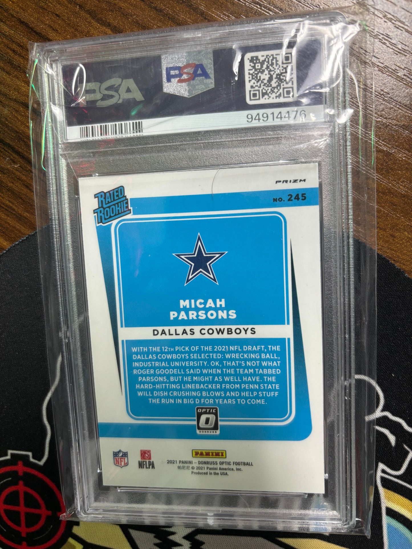 2021 Donruss Optic Micah Parsons Purple Shock #245 PSA 10!