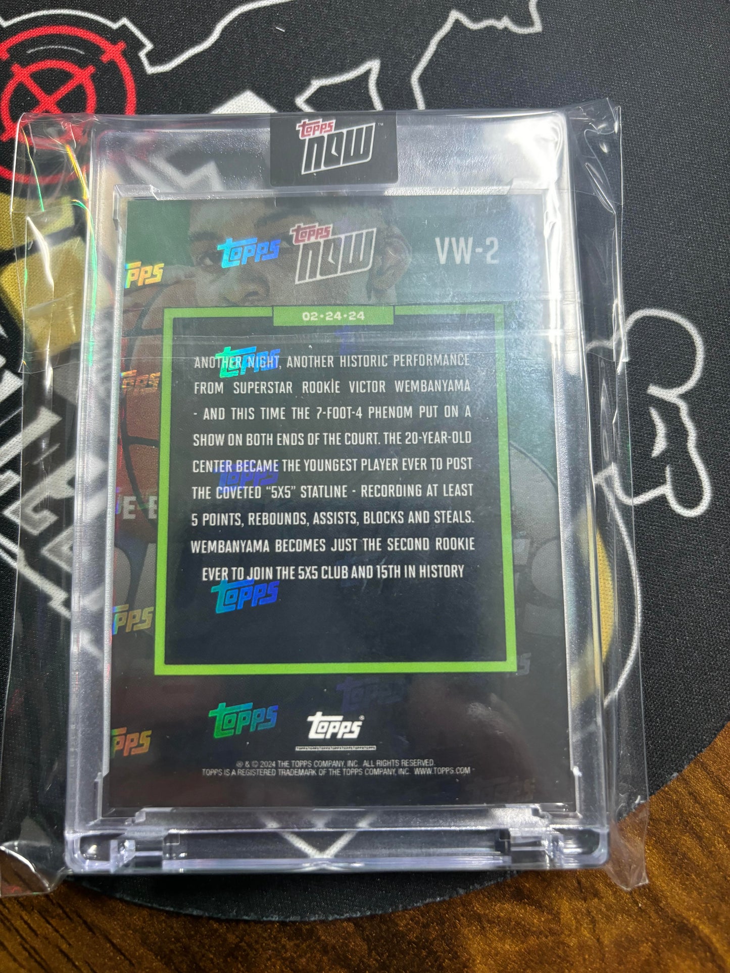 VICTOR WEMBANYAMA 2024 TOPPS NOW NBA YOUNGEST EVER 5x5 Rookie SPURS RC #VW-2