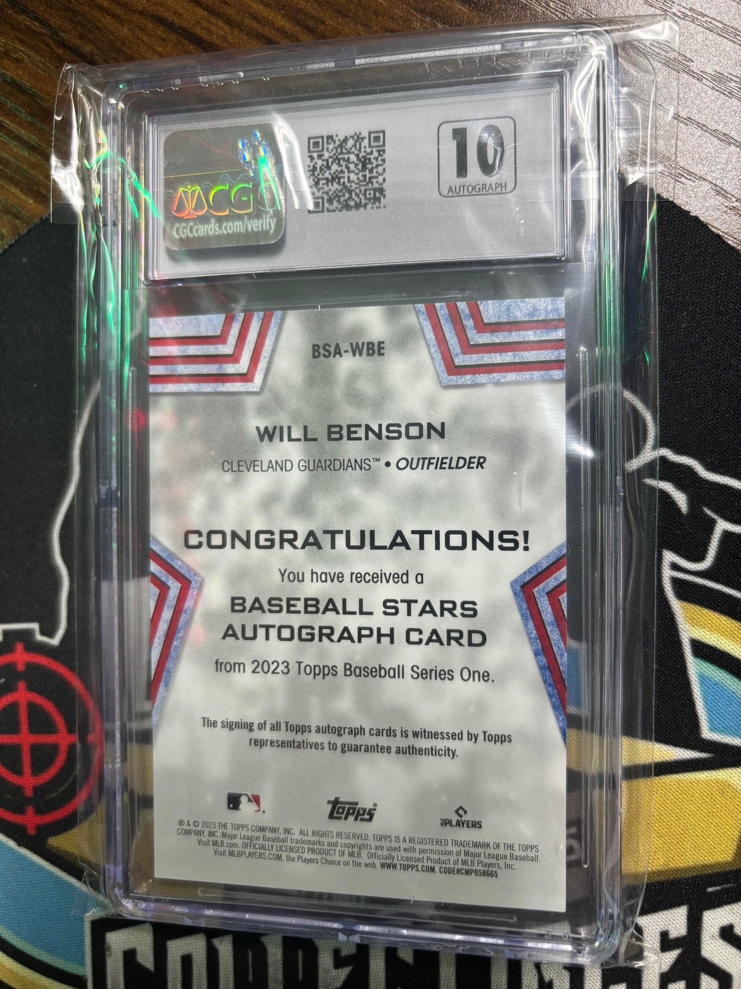 2023 Topps Will Benson Baseball Stars Autographs RC #BSA-WBE CGC Graded 10/10!